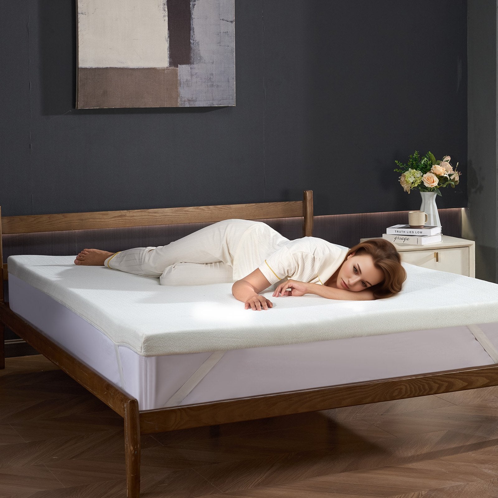 Queen Memory Foam Mattress Topper – 3" Thick, Cooling Gel Infused, Detachable, Washable, Comfy Support, Quick Setup, Enhances Sleep Quality