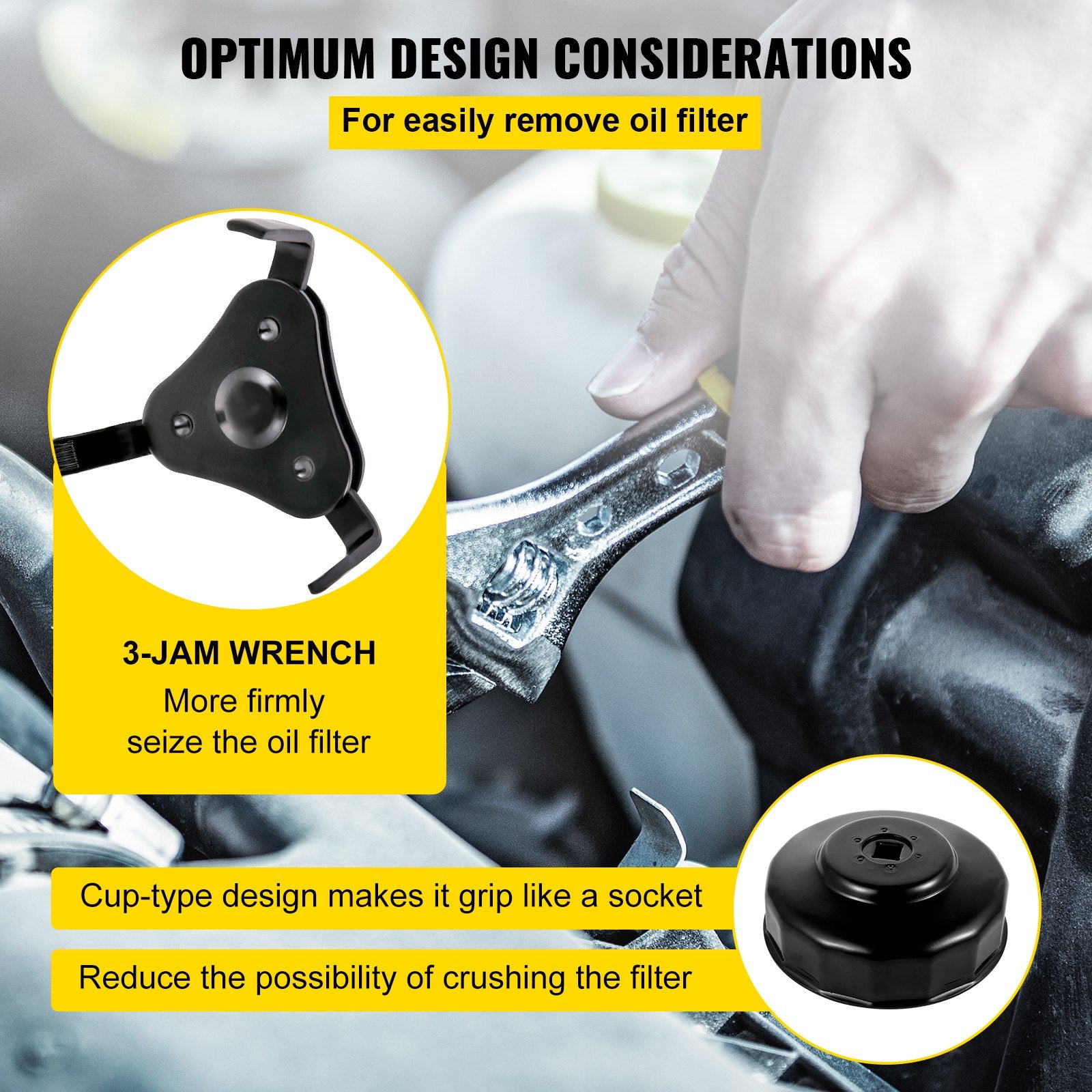 30-Piece Oil Filter Wrench Kit with Durable Electrocoated Steel Sockets, Low Profile 3/8" Drive, Compact Case for Easy Oil Filter Removal