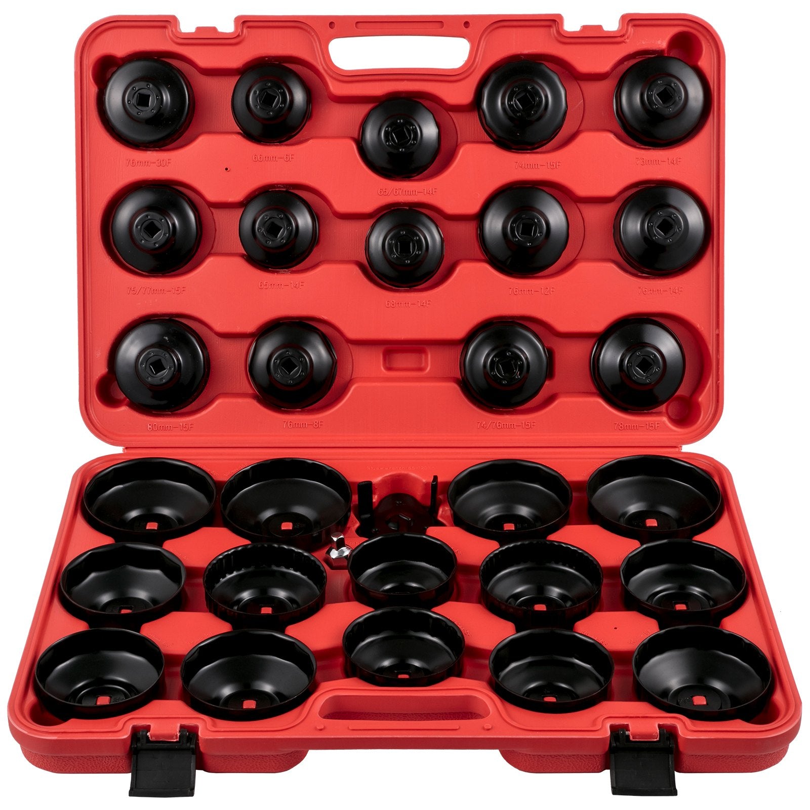 30-Piece Oil Filter Wrench Kit with Durable Electrocoated Steel Sockets, Low Profile 3/8" Drive, Compact Case for Easy Oil Filter Removal