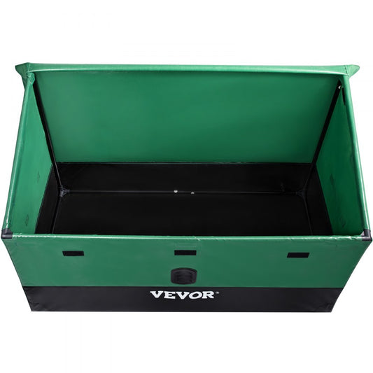 VEVOR Outdoor Storage Box, 100 Gallon Waterproof PE Tarpaulin Deck Box w/ Galvanized Frame, All-Weather Protection & Portable, for Camping, Garden, Poolside, and Yard, Brown & Blue