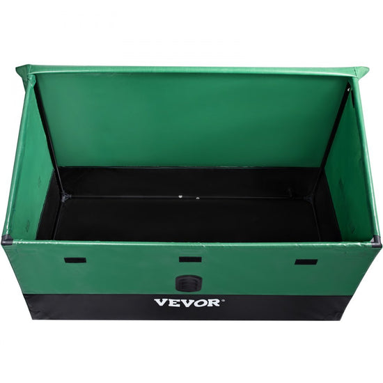 VEVOR Outdoor Storage Box, 100 Gallon Waterproof PE Tarpaulin Deck Box w/ Galvanized Frame, All-Weather Protection & Portable, for Camping, Garden, Poolside, and Yard, Brown & Blue