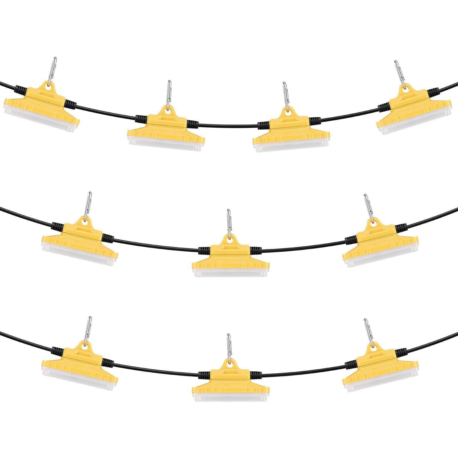 100FT String Work Lights, 150W 15000LM, 10 Bulbs, 5000-5500K, IP65 Waterproof, Ideal for Construction Sites, Indoor & Outdoor Temporary Lighting, ETL Certified, Easy Install with Hanging Hooks