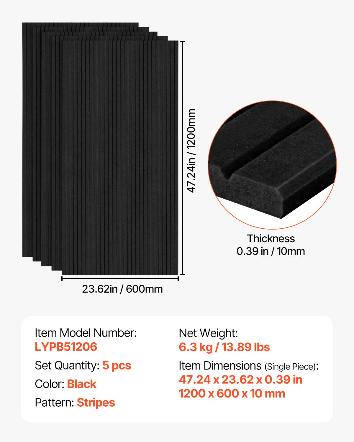 5-Pack Self-Adhesive Acoustic Wall Panels – High-Density Soundproof Foam for Home, Studio, Office & Theater – Black Polyester Fiber