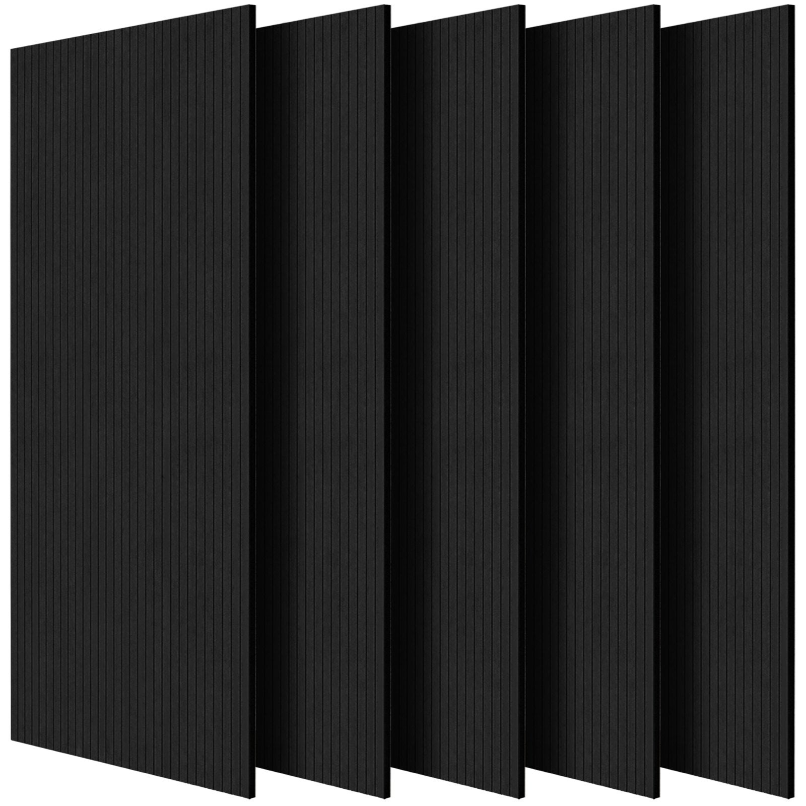 5-Pack Self-Adhesive Acoustic Wall Panels – High-Density Soundproof Foam for Home, Studio, Office & Theater – Black Polyester Fiber