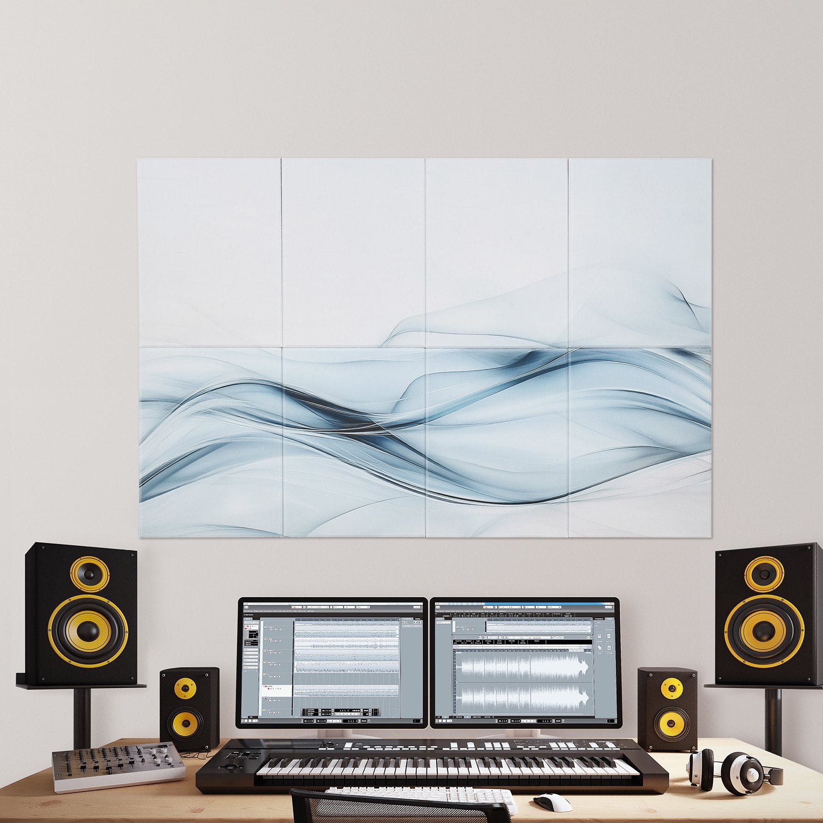 8 Pack Art Acoustic Panels - Soundproof Wall Tiles with Self-Adhesive Backing for Home, Office, Studio, Theater, Gaming Room, Easy Installation