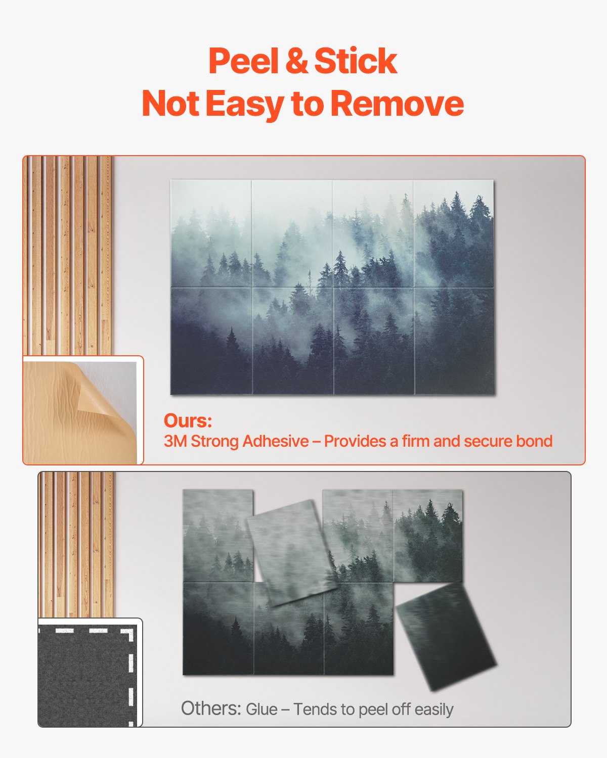 8 Pack Decorative Acoustic Panels, 63"x23.6" Sound Dampening Wall Tiles for Home, Office, Studio, Theater - Easy Install, Self-Adhesive, Dark Forest Design