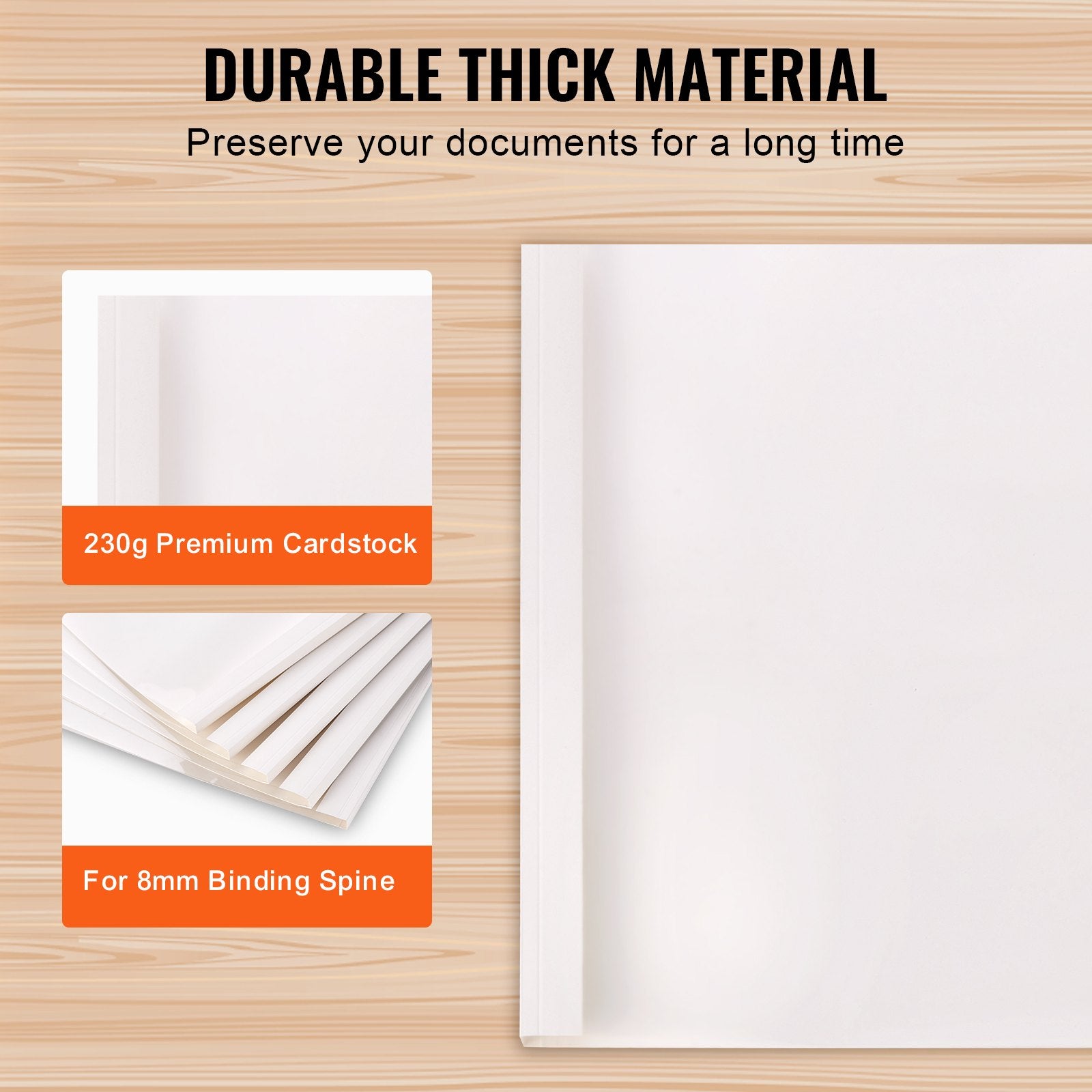 10 Pack Thermal Binding Covers with High-Transparency PVC Front, White Back, 5/16" Spine for 2-240 Sheets, Letter Size, Durable and Versatile