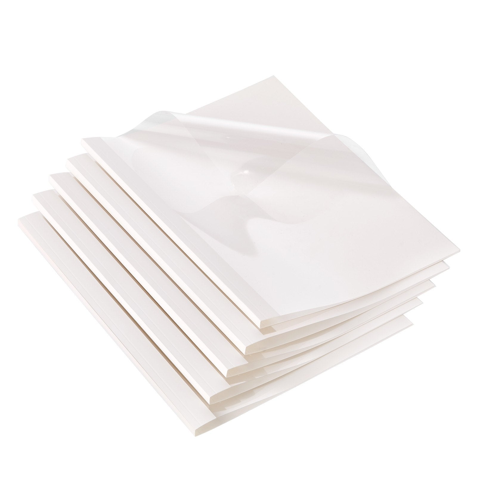 10 Pack Thermal Binding Covers with High-Transparency PVC Front, White Back, 5/16" Spine for 2-240 Sheets, Letter Size, Durable and Versatile