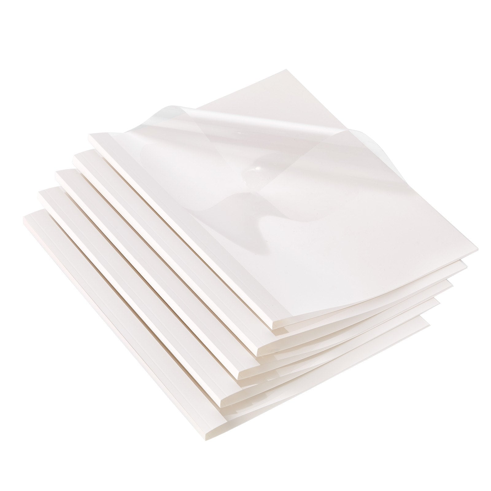 10 Pack Thermal Binding Covers with High-Transparency PVC Front, White Back, 5/16" Spine for 2-240 Sheets, Letter Size, Durable and Versatile