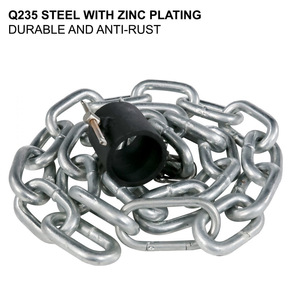 VEVOR Weight Lifting Chains, 1 Pair 26LBS/12KG Weight Lifting Chains,Bench Press Chains with Collars, 5.2FT Barbell Chains Weight Chains for Power Lifting, Silver