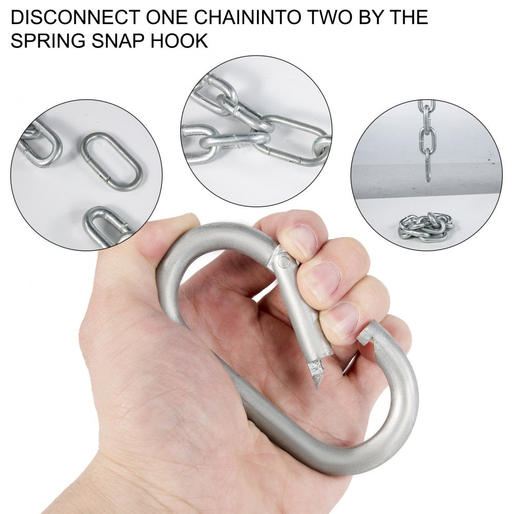 VEVOR Weight Lifting Chains, 1 Pair 26LBS/12KG Weight Lifting Chains,Bench Press Chains with Collars, 5.2FT Barbell Chains Weight Chains for Power Lifting, Silver