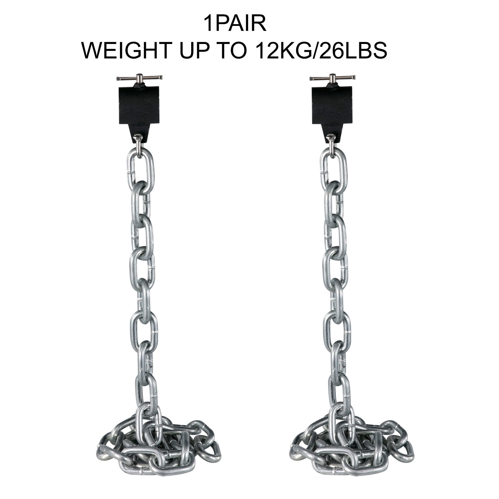 Heavy-Duty 26LBS/12KG Weight Lifting Chains, 5.2FT Barbell Chains with Collars for Powerlifting, Bench Press, Strength Training Equipment