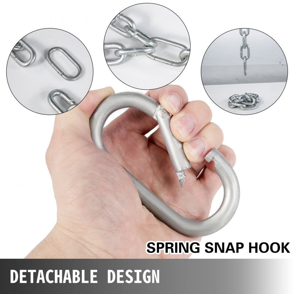 VEVOR Weight Lifting Chains, 1 Pair 35LBS/16kg Weight lifting Chains,Bench Press Chains with Collars, 5.2ft Barbell Chains Weight Chains for Power Lifting, Silver