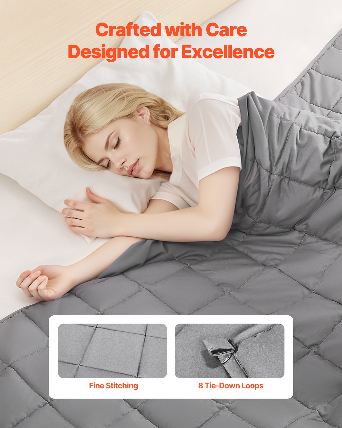 King Size 25 lbs Weighted Blanket for Adults 250-310 lbs, Cooling & Breathable with Glass Beads, Anxiety Relief & Better Sleep, Grey