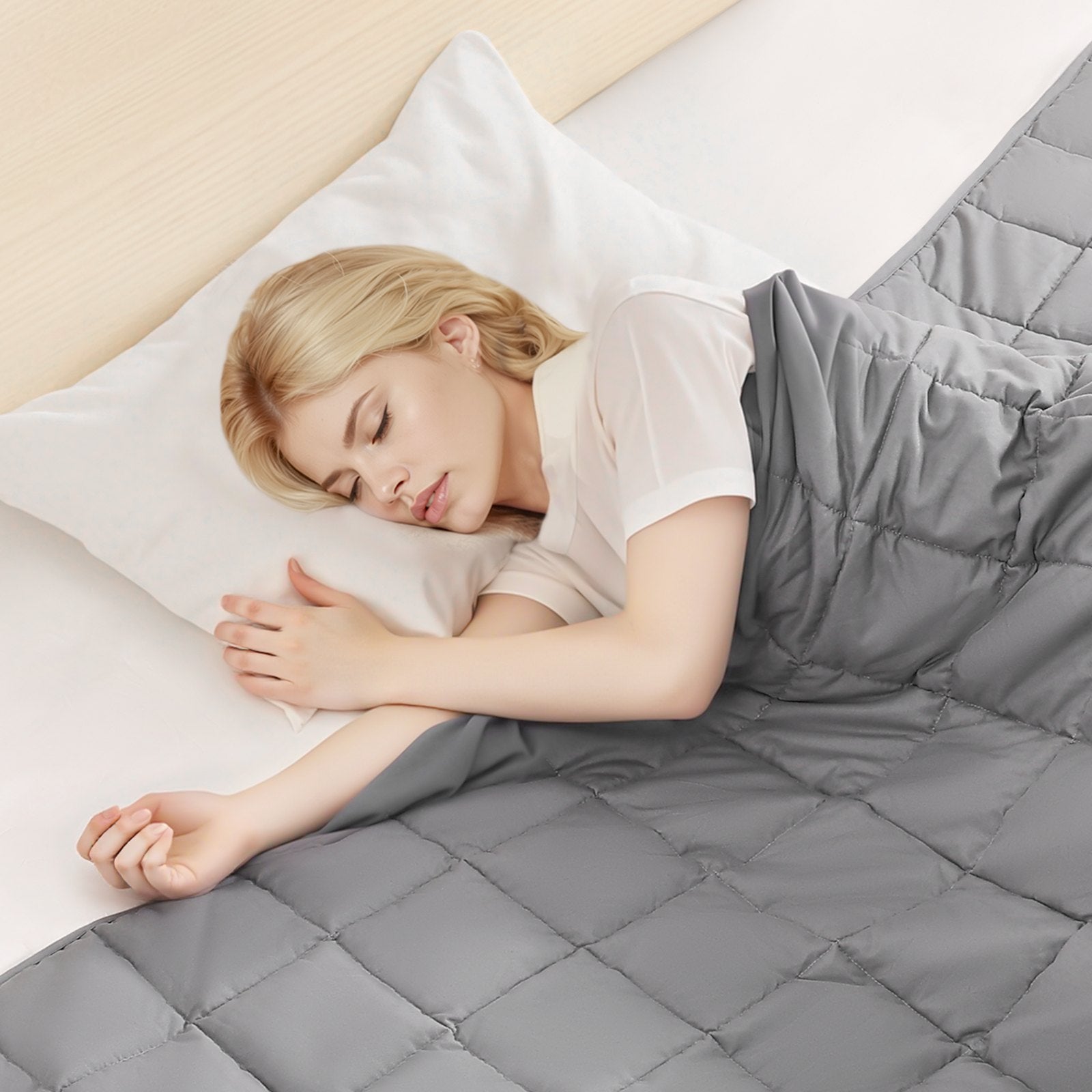 Premium 25 lb Weighted Blanket for Queen Size Bed - Cooling Breathable Heavy Blanket with Glass Beads for Anxiety Relief and Better Sleep, All-Season Use, Ideal for 250-310 lbs Adults, Ultimate Comfort in Grey