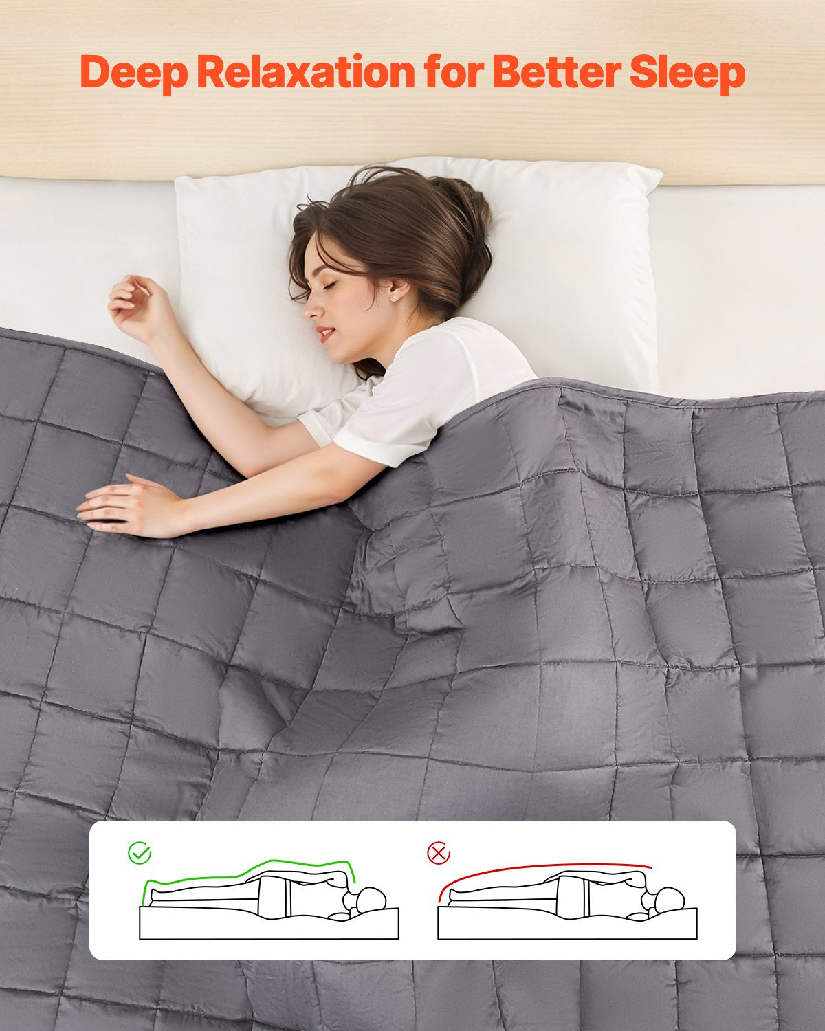 King Size Weighted Blanket for Adults 250-310 lbs, 25 lbs, 80x87 in, Soft Cotton, Glass Beads, Breathable, Stress Relief, Sleep Aid, Grey