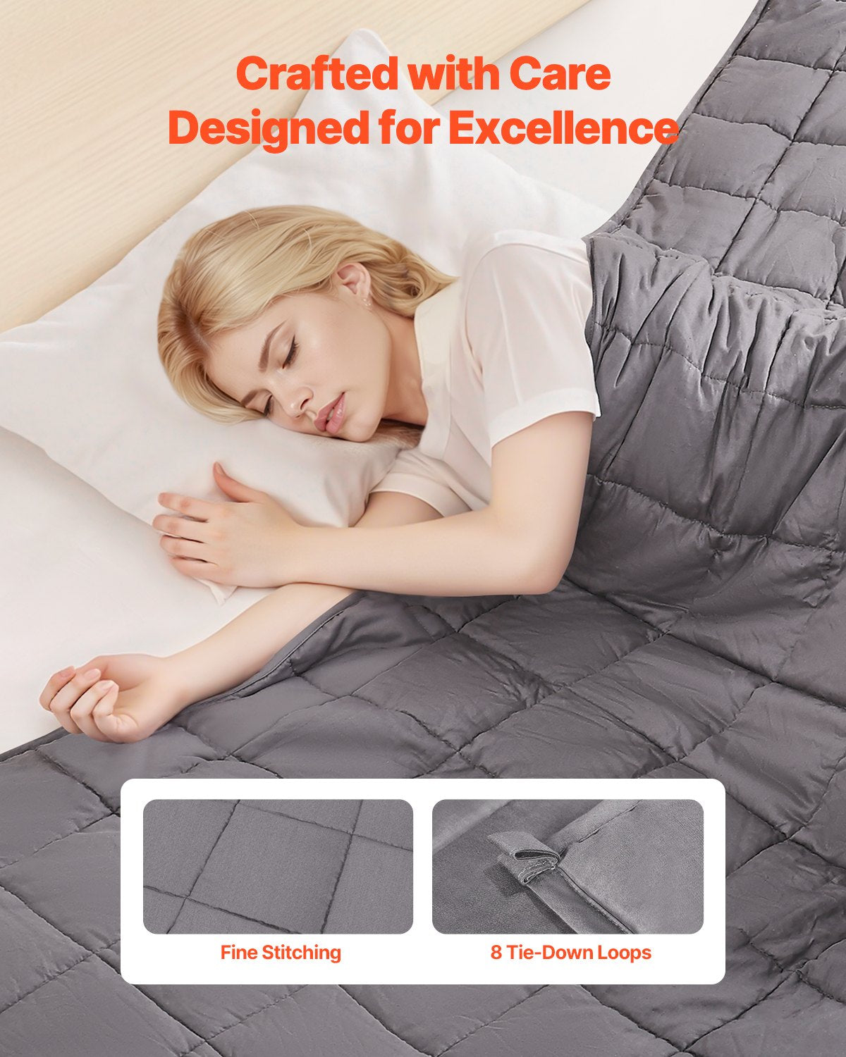King Size Weighted Blanket for Adults 250-310 lbs, 25 lbs, 80x87 in, Soft Cotton, Glass Beads, Breathable, Stress Relief, Sleep Aid, Grey