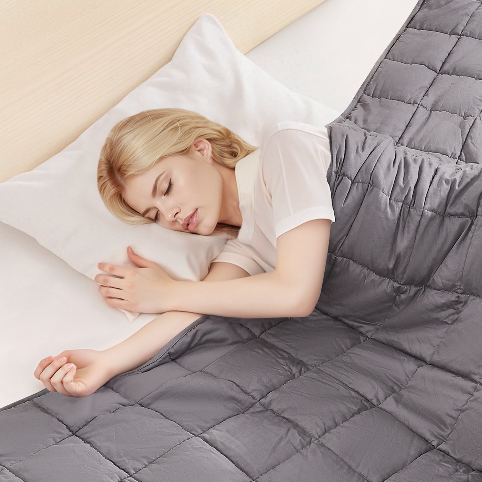 King Size Weighted Blanket for Adults 250-310 lbs, 25 lbs, 80x87 in, Soft Cotton, Glass Beads, Breathable, Stress Relief, Sleep Aid, Grey