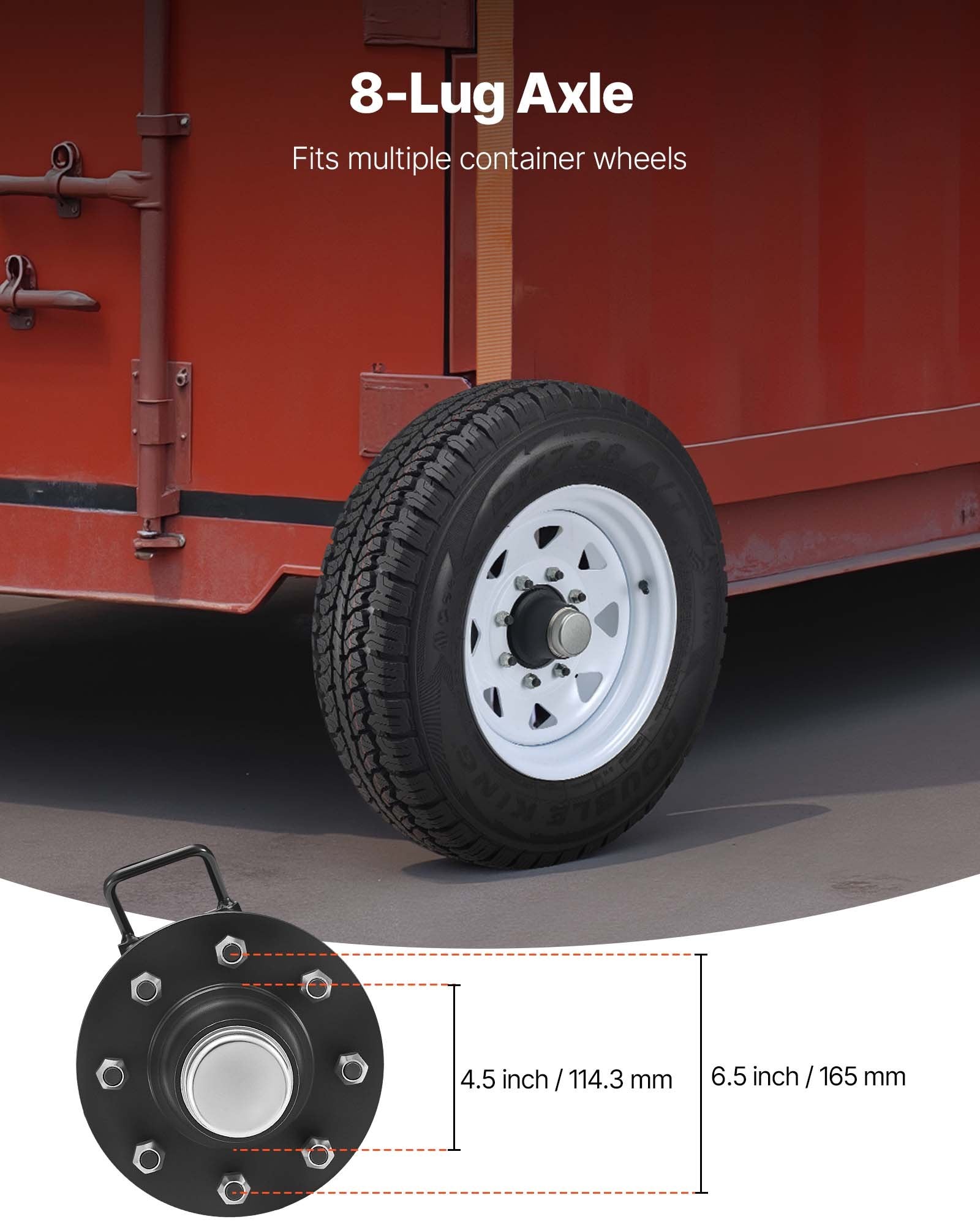 Heavy Duty 8-Lug Shipping Container Wheels Kit with Ratchet Tie Down - Effortless Moving & Secure Transport for 20-40 ft Containers