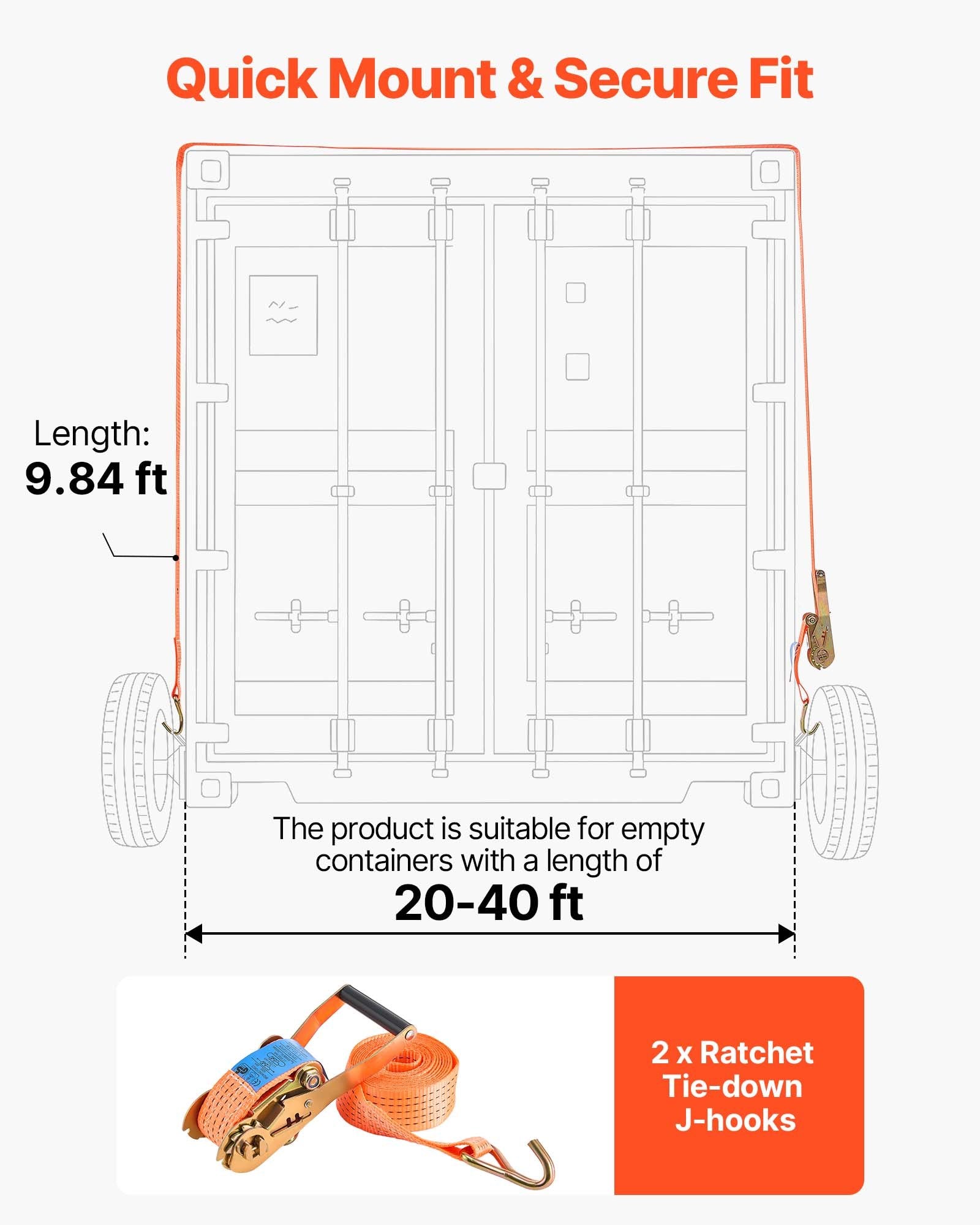 Heavy Duty 8-Lug Shipping Container Wheels Kit with Ratchet Tie Down - Effortless Moving & Secure Transport for 20-40 ft Containers