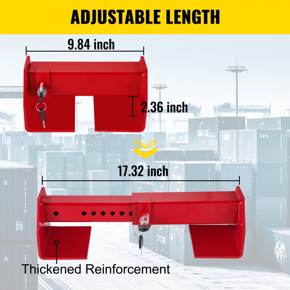 Adjustable Red Cargo Container and Semi Truck Door Lock with Keys and Spring Mechanism for Secure Shipping and Trailer Box Protection