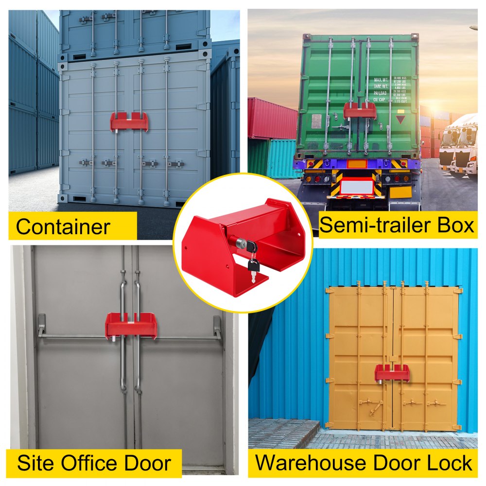 Adjustable Red Cargo Container and Semi Truck Door Lock with Keys and Spring Mechanism for Secure Shipping and Trailer Box Protection