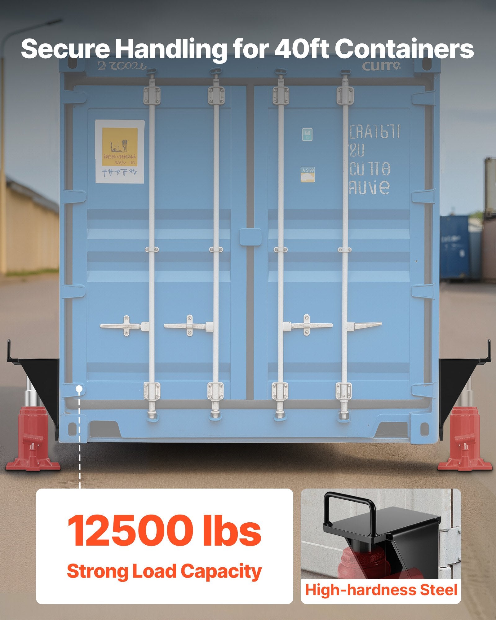 Heavy Duty Shipping Container Jack Lug 2-Pack with U-Shaped Handle - Durable, Rustproof Leveler for Logistics & Warehouse Management, Sun & Rain Resistant