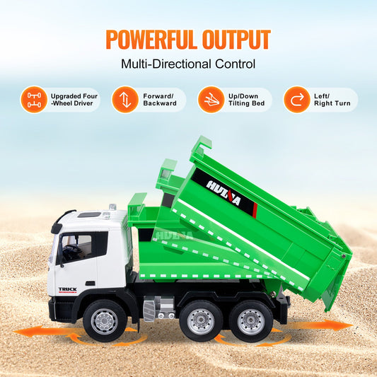 Remote Control 9-Channel Dump Truck Toy, 1:18 Scale RC Construction Vehicle with Lights & Rechargeable Batteries - Ideal Gift for Kids 6+, Boys & Girls, Enhances Imaginative Play, Supports Up to 6 lbs Load