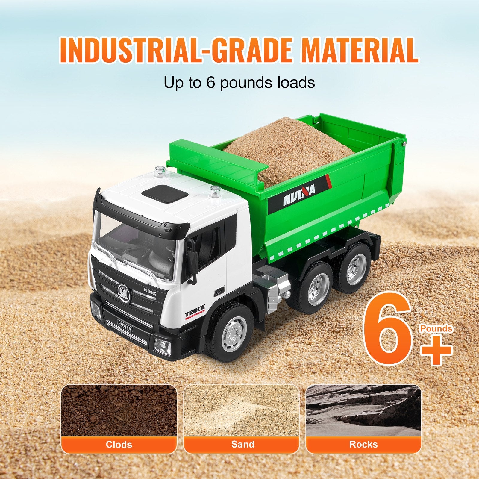 Remote Control 9-Channel Dump Truck Toy, 1:18 Scale RC Construction Vehicle with Lights & Rechargeable Batteries - Ideal Gift for Kids 6+, Boys & Girls, Enhances Imaginative Play, Supports Up to 6 lbs Load