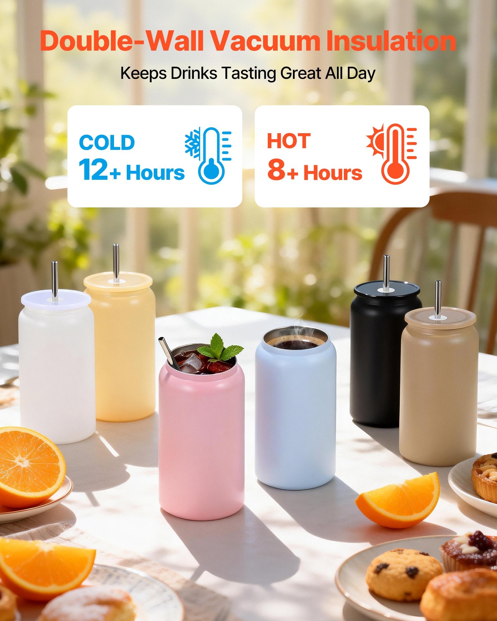 12 Pack of 16 oz Multicolored Stainless Steel Tumblers for Sublimation with Lids & Straws - Bulk Insulated, DIY Customizable Blanks