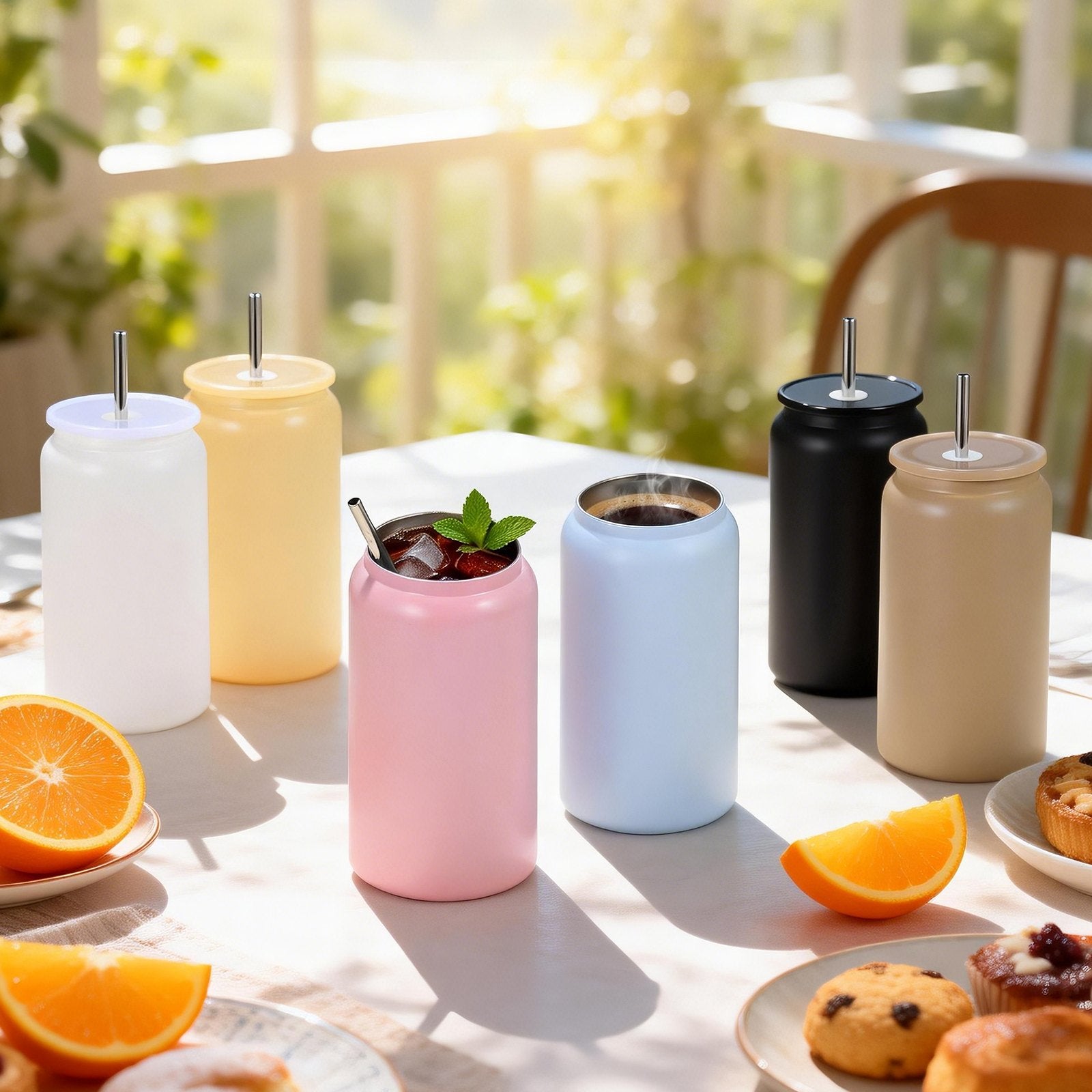 12 Pack of 16 oz Multicolored Stainless Steel Tumblers for Sublimation with Lids & Straws - Bulk Insulated, DIY Customizable Blanks