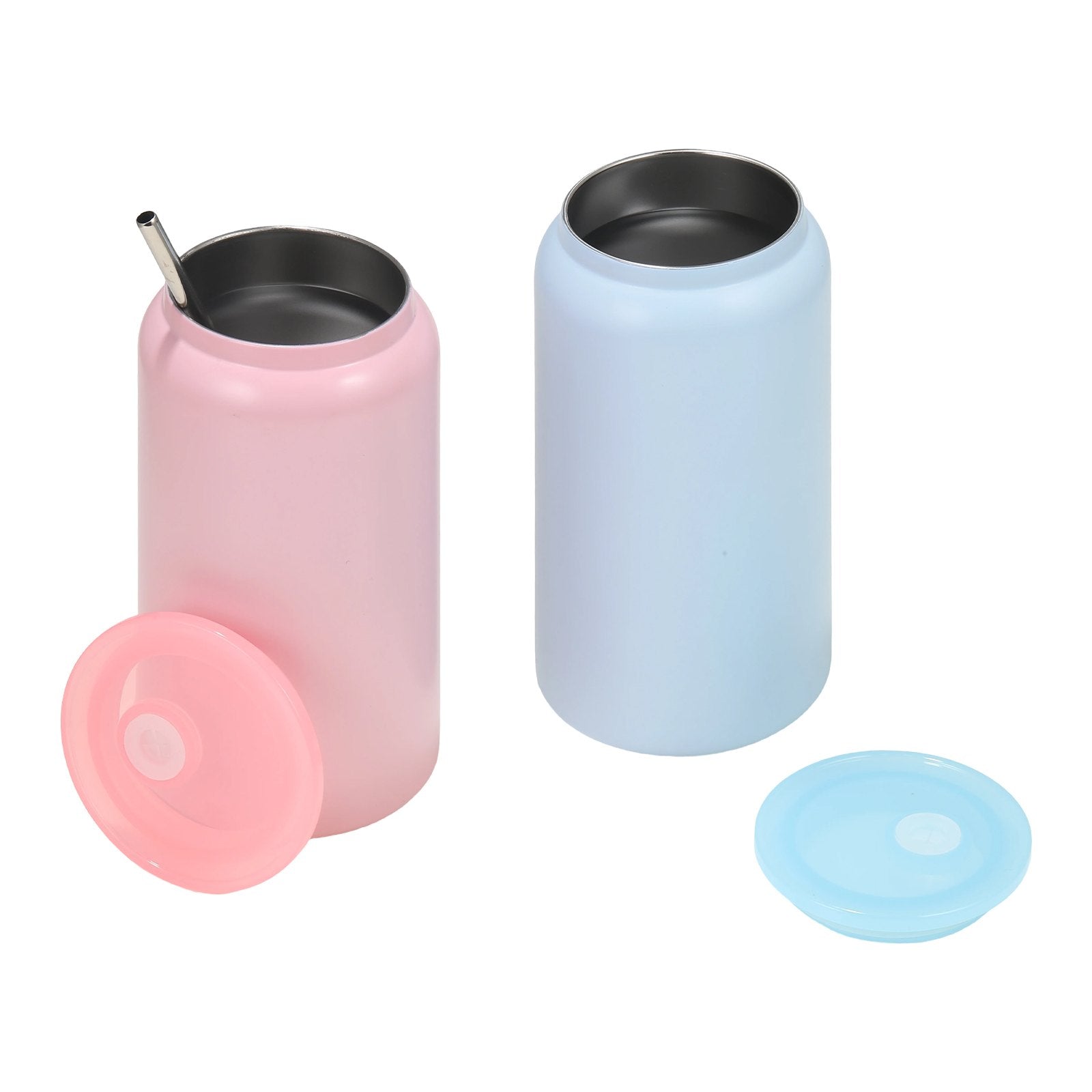 12 Pack of 16 oz Multicolored Stainless Steel Tumblers for Sublimation with Lids & Straws - Bulk Insulated, DIY Customizable Blanks