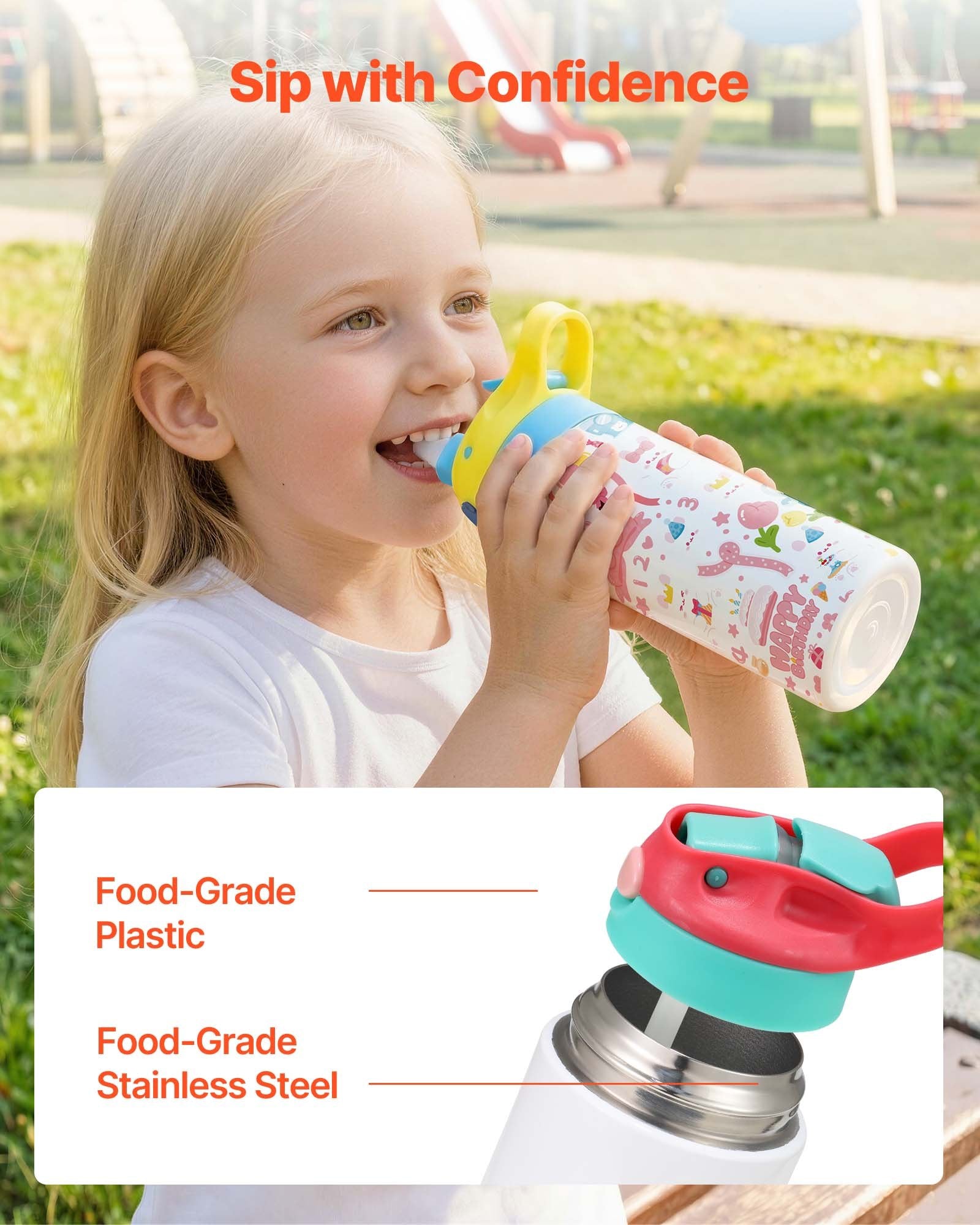 12 oz Kids Sublimation Water Bottles, 12 Pack Set - Food-Grade Stainless Steel Tumblers with Lids and Straws for DIY Customization