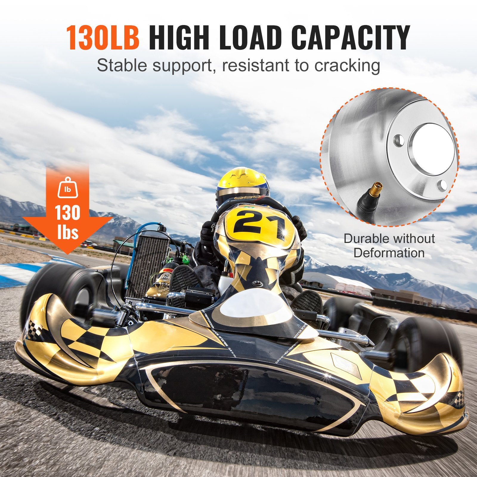 High-Performance 10x4.5-5" Go Kart Front Wheels Set with Aluminum Alloy Rims, Rubber Tires, 3-Bolt Hub Fit & Universal Compatibility