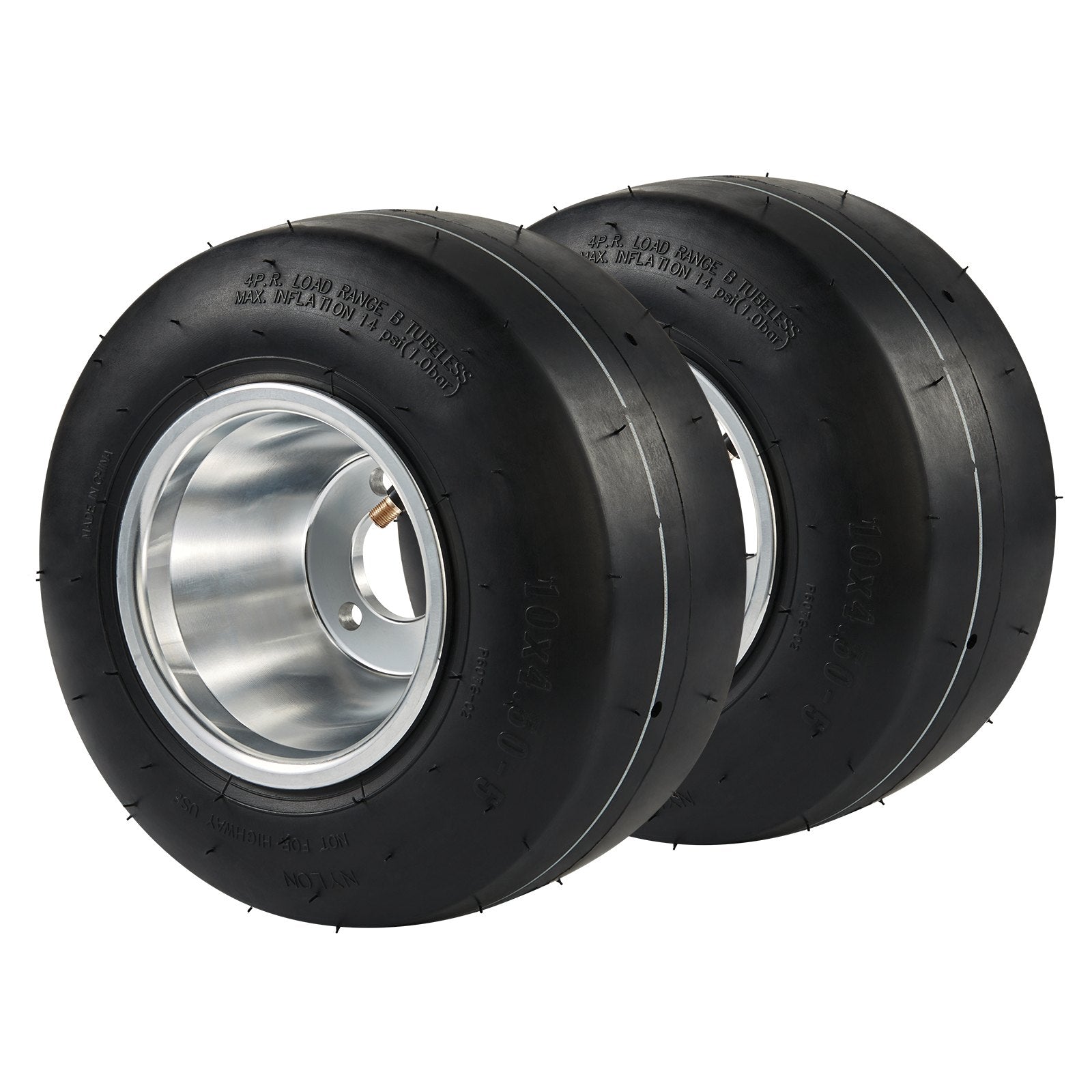 High-Performance 10x4.5-5" Go Kart Front Wheels Set with Aluminum Alloy Rims, Rubber Tires, 3-Bolt Hub Fit & Universal Compatibility