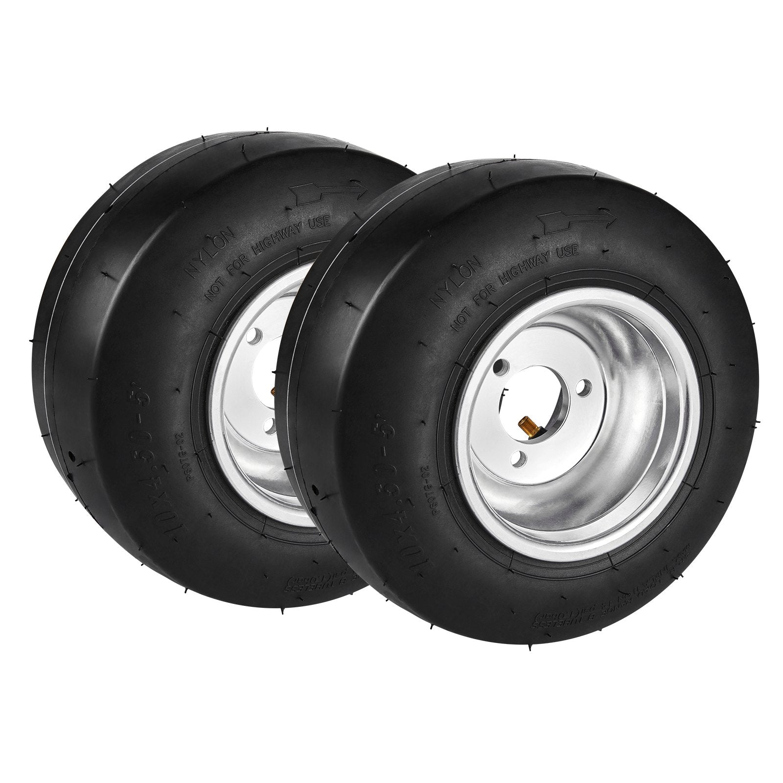 High-Performance 10x4.5-5" Go Kart Front Wheels Set with Aluminum Alloy Rims, Rubber Tires, 3-Bolt Hub Fit & Universal Compatibility