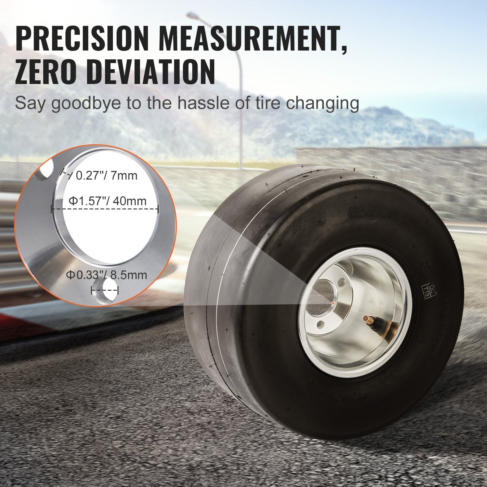 11x6-5" Rear Go Kart Wheels & Tires Set, 2-Pack, Aluminum Alloy Rims, 3-Bolt Fit, Pneumatic Rubber, 50 PSI, 185 lb Load Capacity