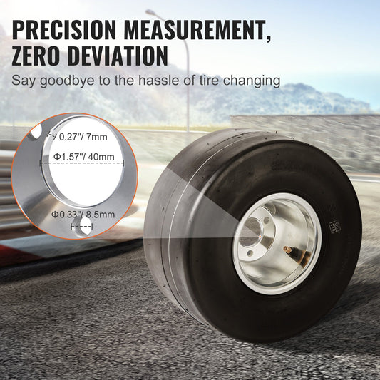 11x6-5" Rear Go Kart Wheels & Tires Set, 2-Pack, Aluminum Alloy Rims, 3-Bolt Fit, Pneumatic Rubber, 50 PSI, 185 lb Load Capacity