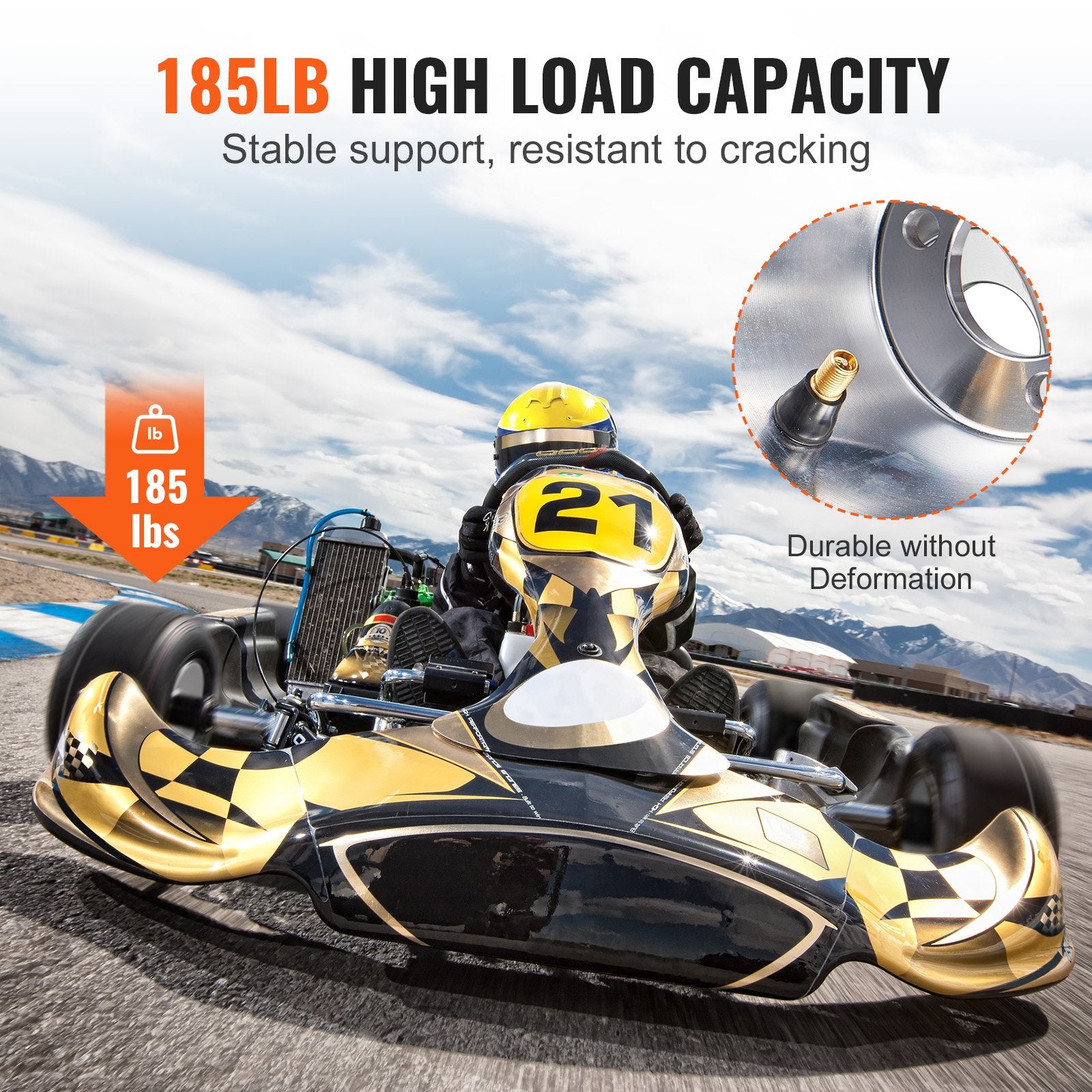 11x6-5" Rear Go Kart Wheels & Tires Set, 2-Pack, Aluminum Alloy Rims, 3-Bolt Fit, Pneumatic Rubber, 50 PSI, 185 lb Load Capacity
