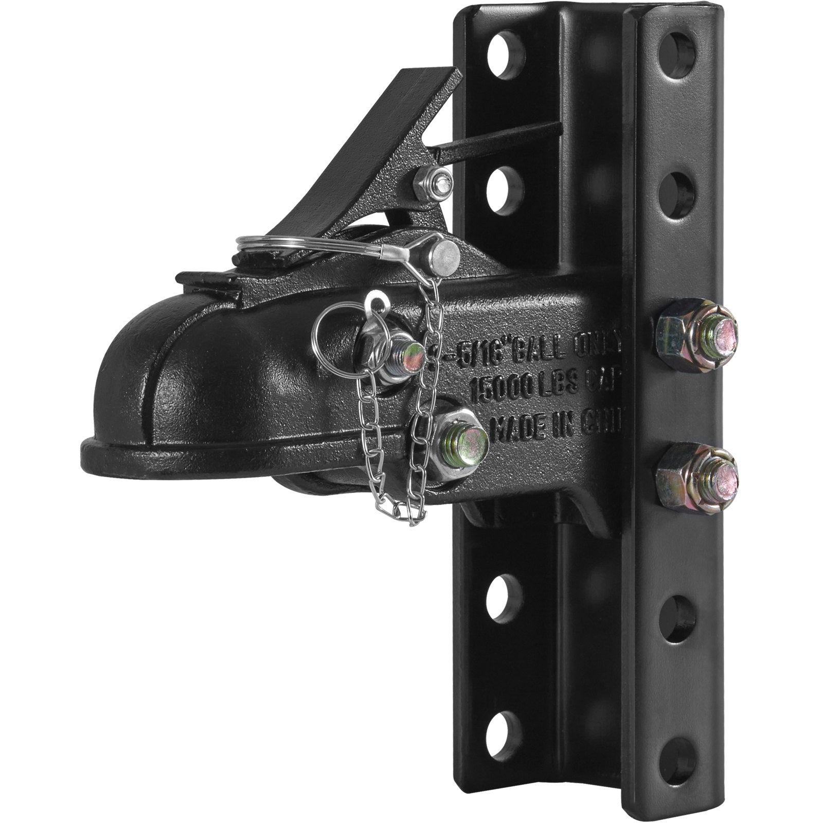 Heavy Duty Adjustable Trailer Coupler Kit, 2-5/16" Ball, 15,000 lbs Capacity, 5-Position Mount for Camper, Truck, SUV, Durable Black Coating