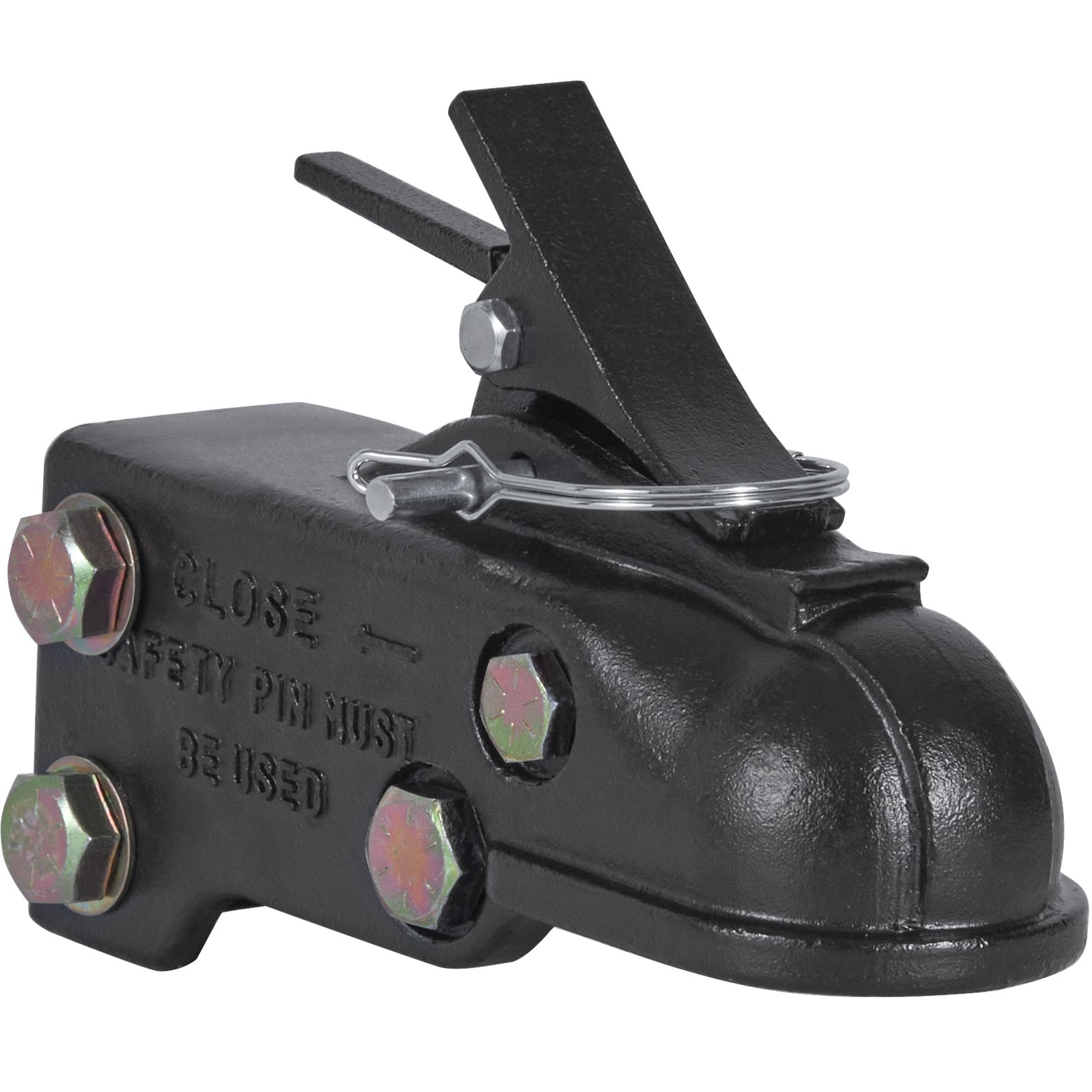 Heavy Duty Adjustable Trailer Coupler with 2-5/16" Hitch Ball, 15000 lbs Capacity, Cast Channel-Mount, Ideal for Towing SUVs, Trucks, Includes Hardware Kit, Black Finish