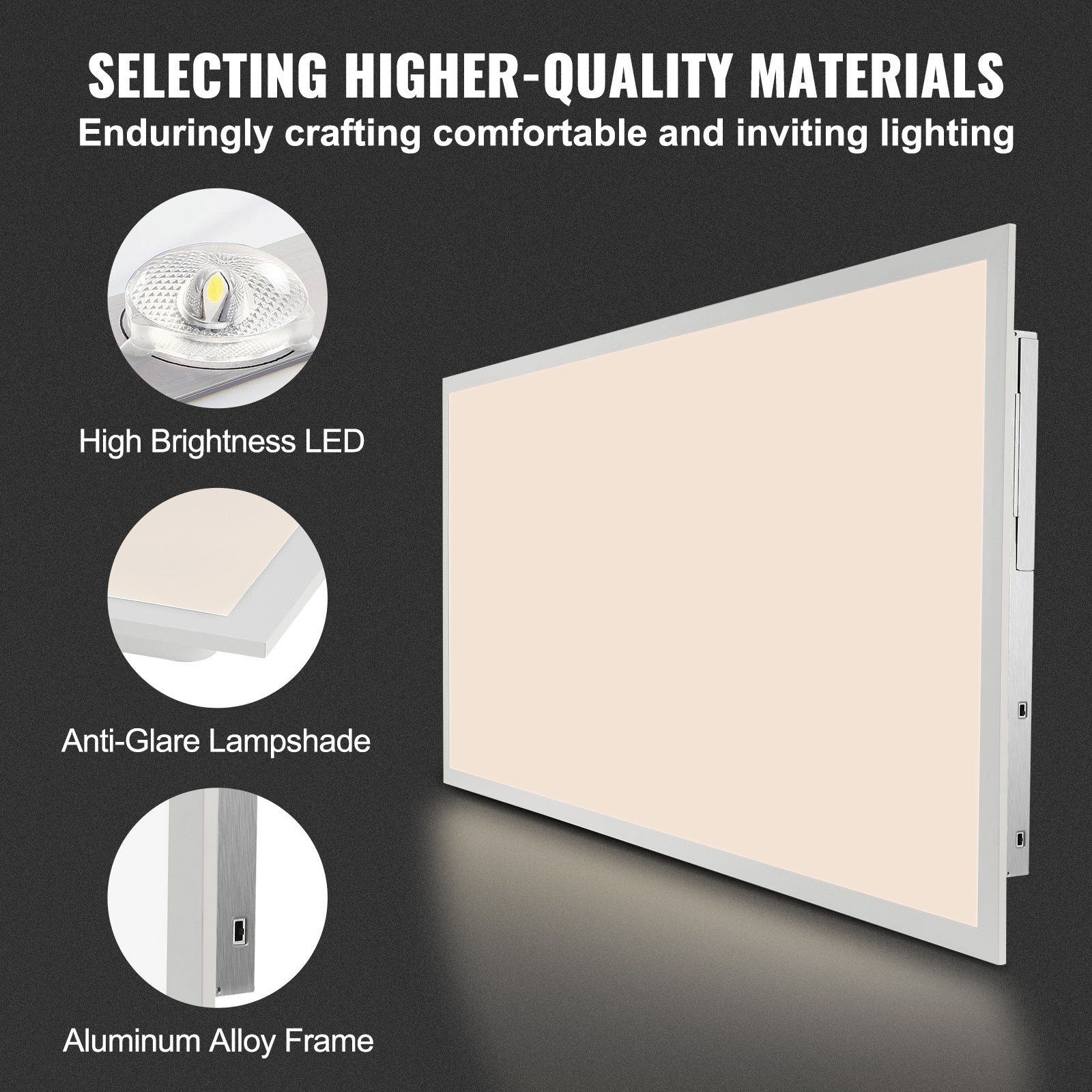 Ultra-Thin 2x4 FT LED Flat Panel Light, 6000LM 50W, Adjustable Color Temp 3500K-5000K, Surface Mount Ceiling Fixture, Flicker-Free, UL Certified