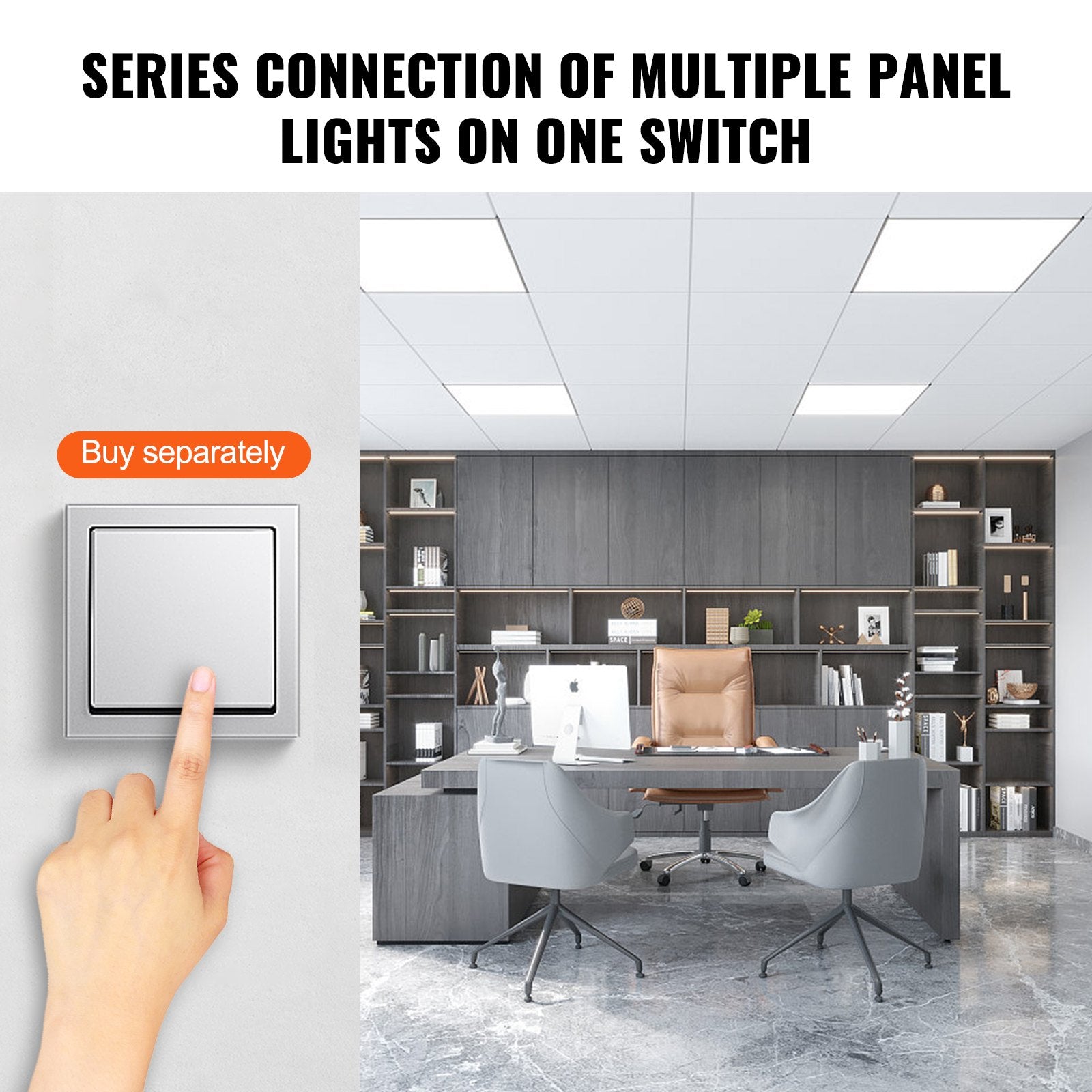 Ultra-Thin 2x4 FT LED Flat Panel Light, 6000LM 50W, Adjustable Color Temp 3500K-5000K, Surface Mount Ceiling Fixture, Flicker-Free, UL Certified