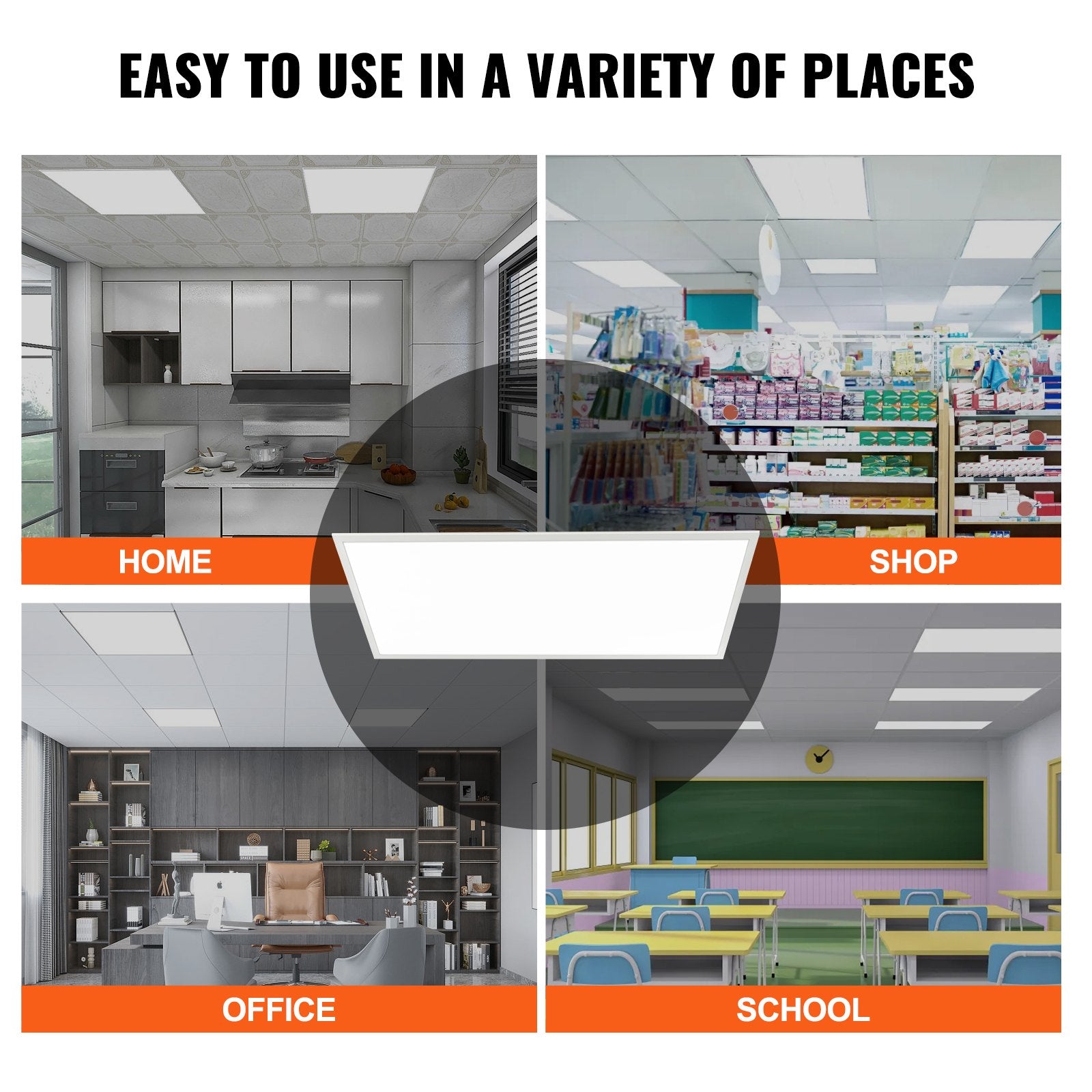 Ultra-Thin 2x4 FT LED Flat Panel Light, 6000LM 50W, Adjustable Color Temp 3500K-5000K, Surface Mount Ceiling Fixture, Flicker-Free, UL Certified