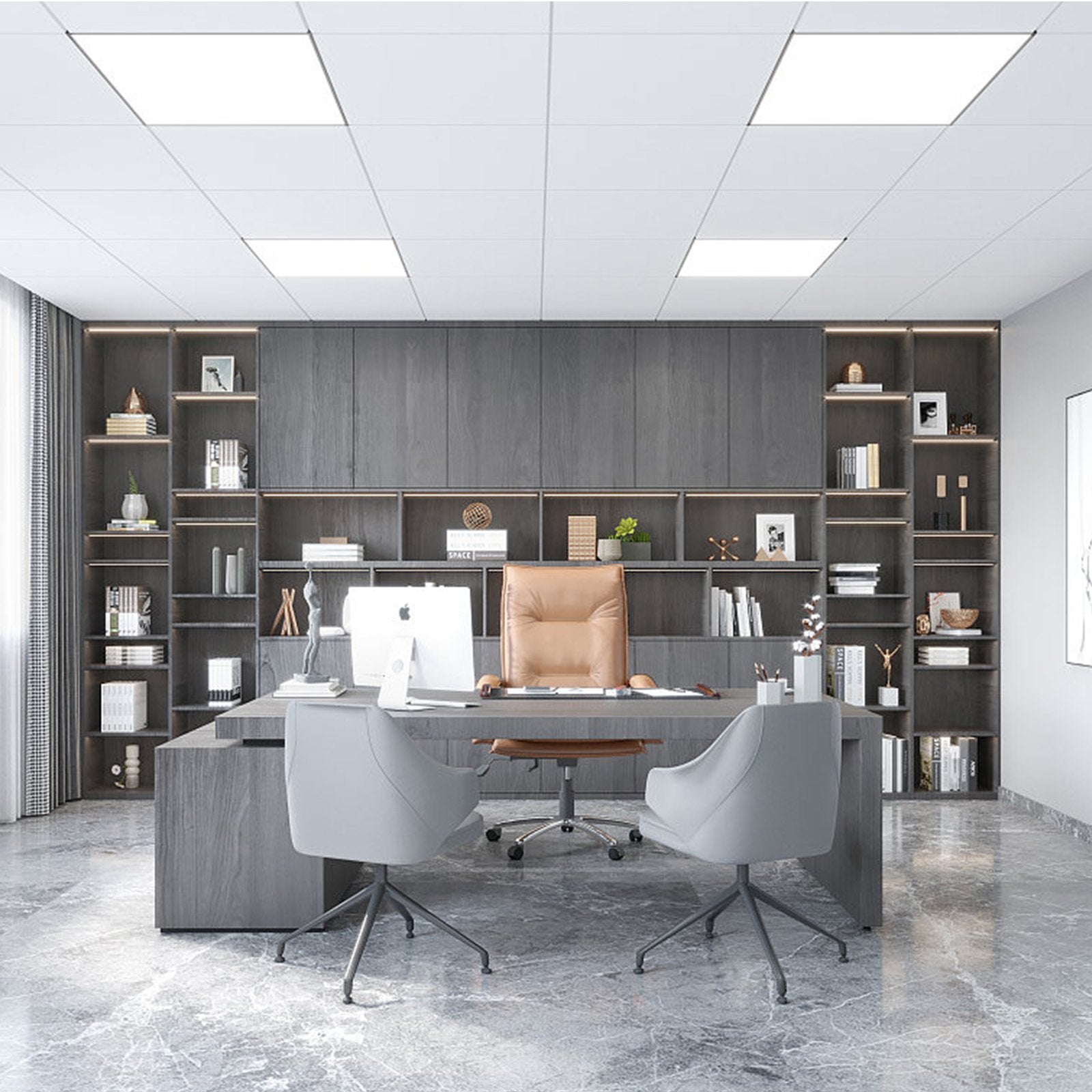 Ultra-Thin 2x4 FT LED Flat Panel Light, 6000LM 50W, Adjustable Color Temp 3500K-5000K, Surface Mount Ceiling Fixture, Flicker-Free, UL Certified
