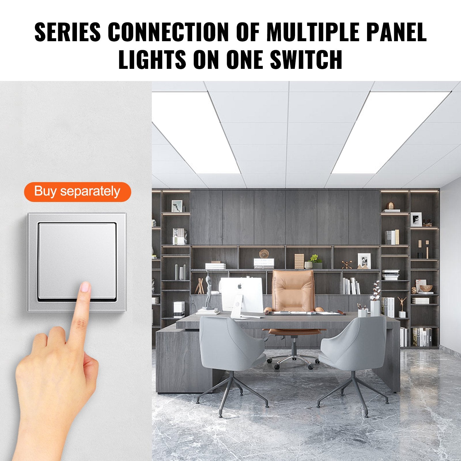 2-Pack 1x4 FT Ultra-Thin LED Flat Panel Light, 6600LM 55W, Adjustable 3500K-5000K, Flicker-Free for Home, Office, Classroom