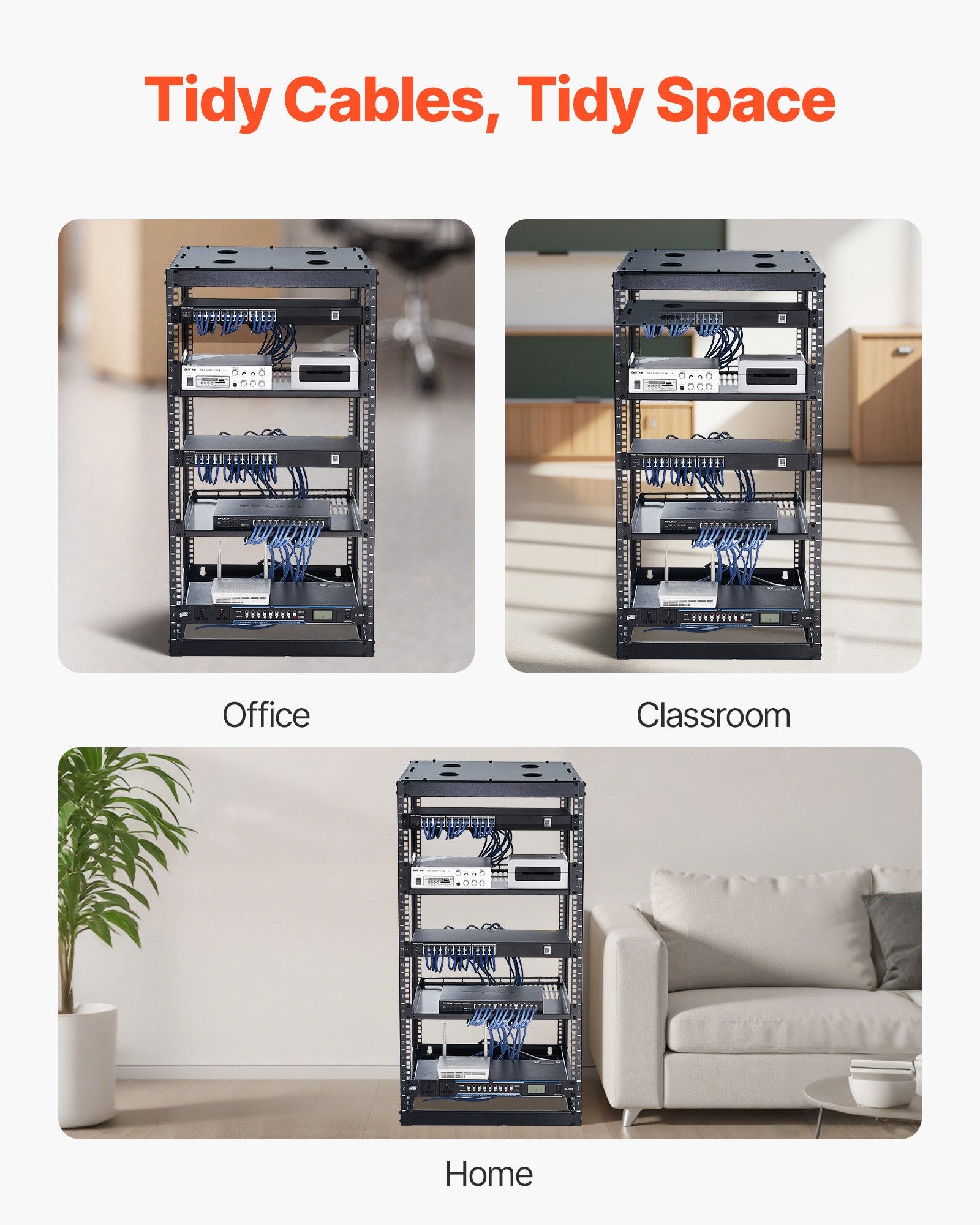 20U Heavy Duty Open Frame Network Rack - 23" Depth, Wall/Floor Mount with Vented Shelves, Perfect for IT Equipment & AV Gear, Supports 500 lbs