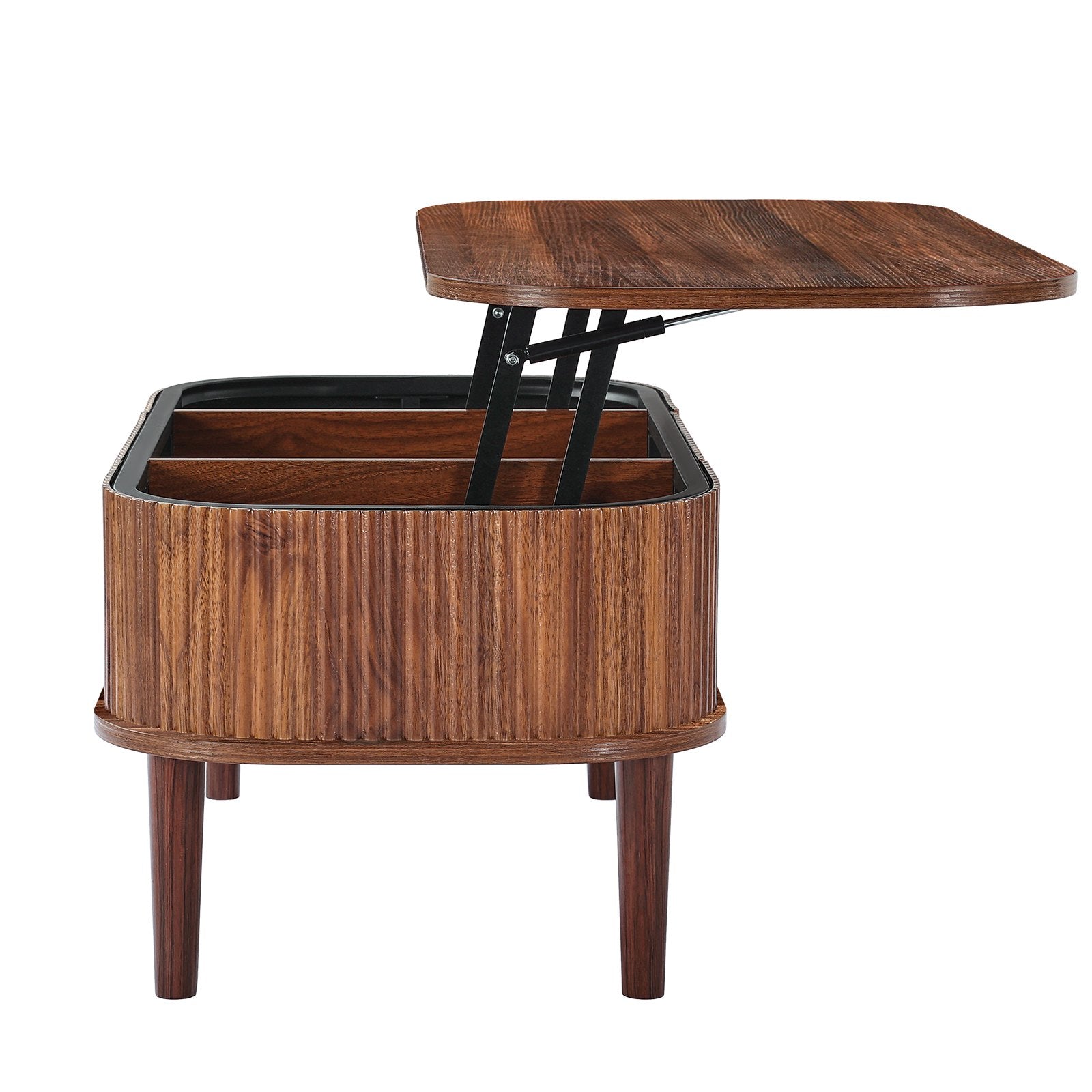 Mid-Century Modern Lift Top Coffee Table, 39.4" Oval Design with Hidden Storage, Walnut Finish, Easy Assembly, Versatile Home & Office Use