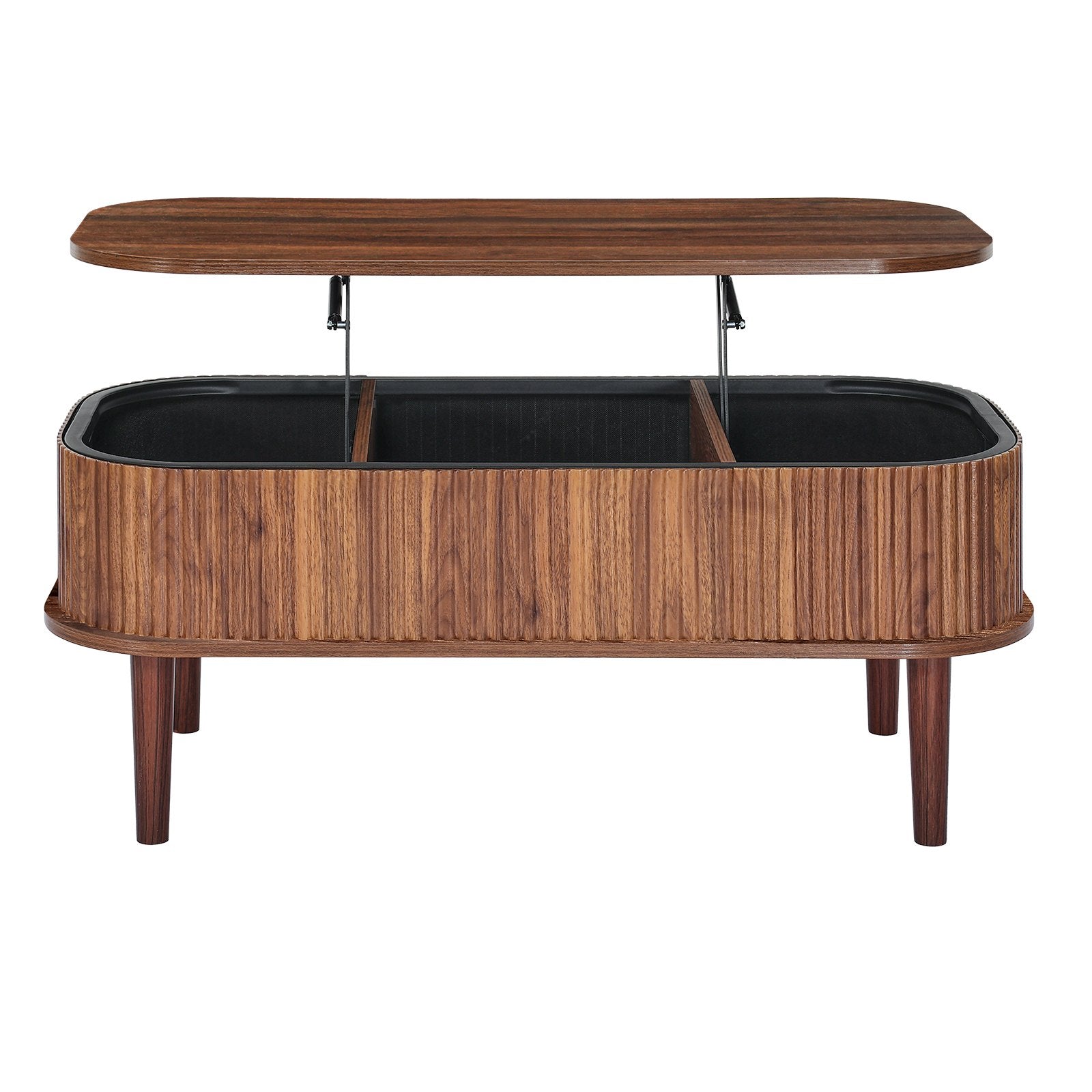 Mid-Century Modern Lift Top Coffee Table, 39.4" Oval Design with Hidden Storage, Walnut Finish, Easy Assembly, Versatile Home & Office Use