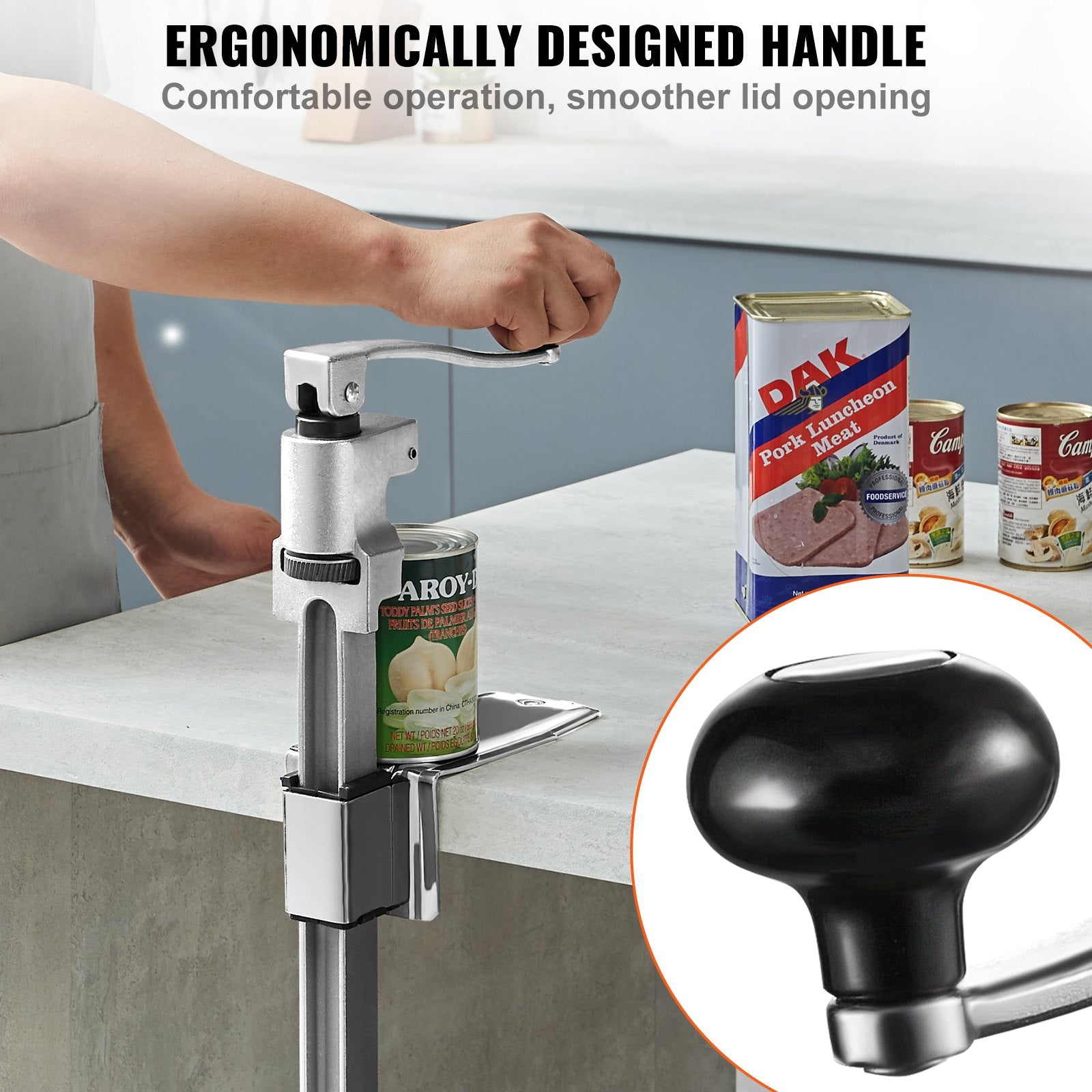 Heavy Duty Manual Can Opener with Adjustable Height for Large Cans – Industrial Table Opener for Restaurants, Hotels, Bars, & Home Kitchens, Fits Cans up to 11.8" Tall, Durable SUS420 Blade for High Efficiency